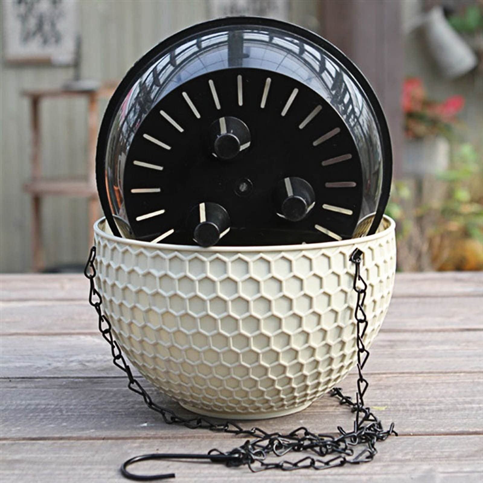 Self Watering Hanging Basket Planter, Hydroponic Flower Pot with Rope Wick System and Detachable Gondola, Plastic Balcony Ceiling Pot for Succulents Ivy Ferns Indoor Outdoor
