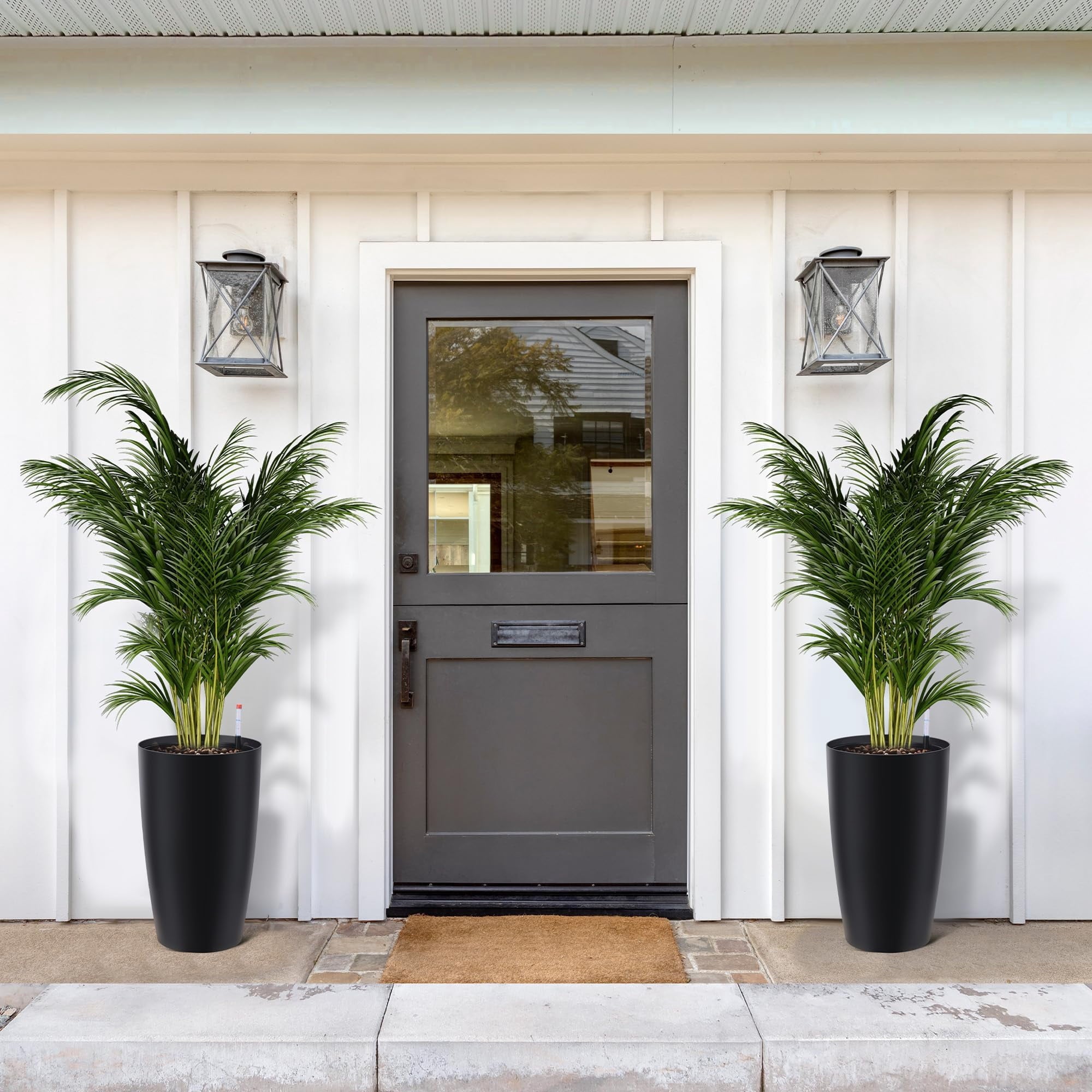 22" Tall Planters Set of 2,Outdoor Indoor Self Watering Pots with Built-in Drainage & Water Level Monitor,Perfect for Patio, Balcony, Living Room
