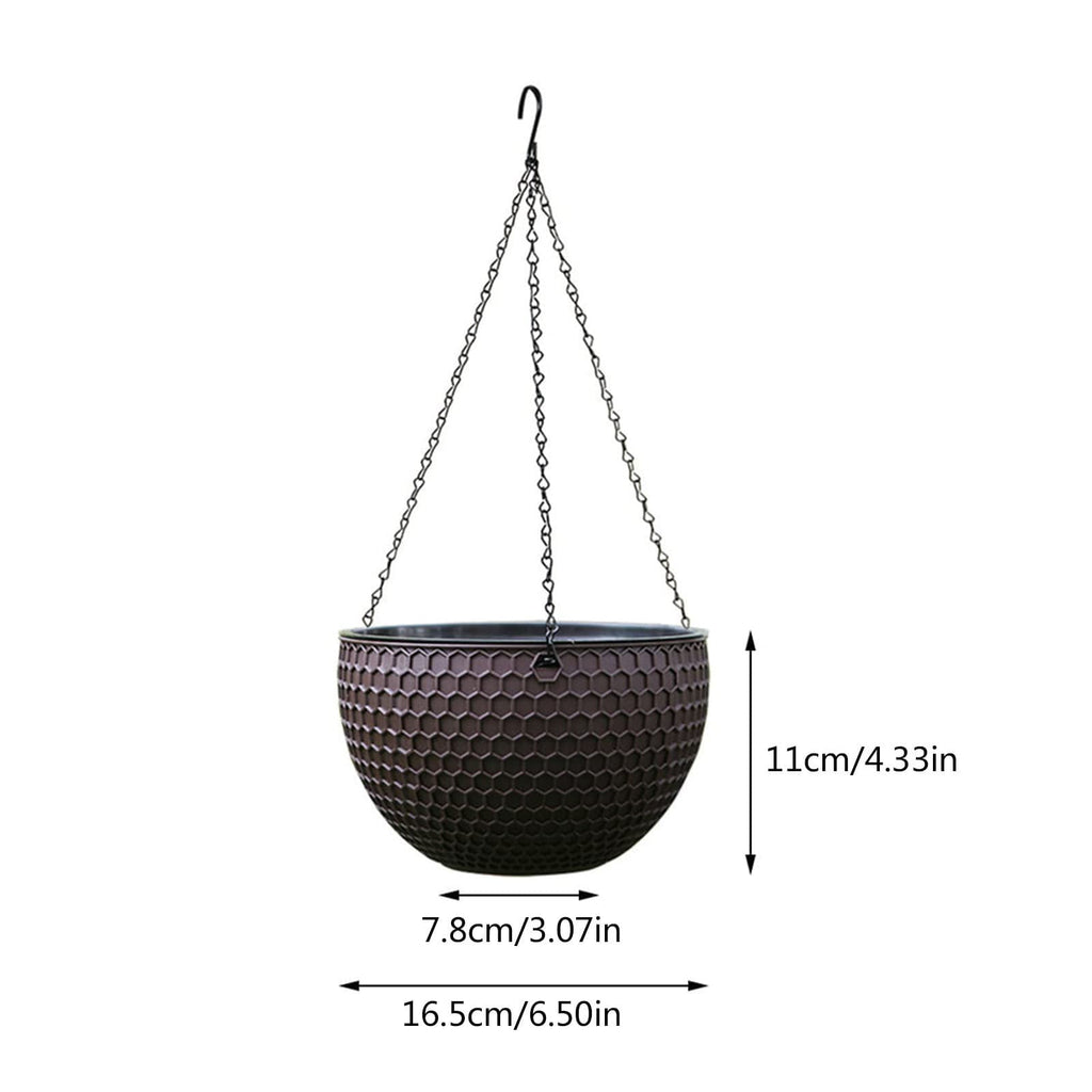 Self Watering Hanging Basket Planter, Hydroponic Flower Pot with Rope Wick System and Detachable Gondola, Plastic Balcony Ceiling Pot for Succulents Ivy Ferns Indoor Outdoor