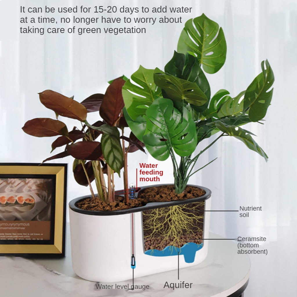 Automatic Self-Watering Planter with Water Level Indicator Flower Pot Bracket