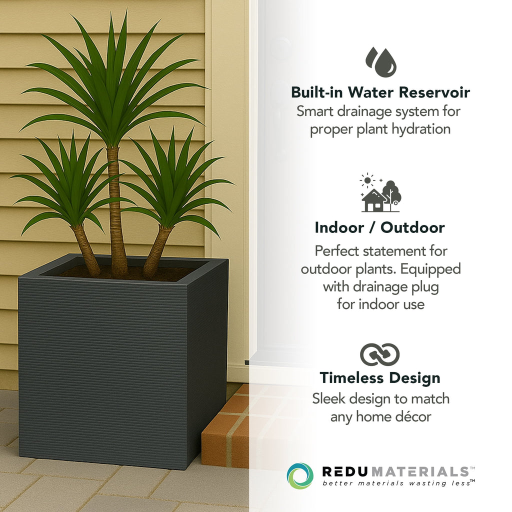 Tierra Verde Citadel Horizon Self Watering Square Planter 13.5"W x 14"H"