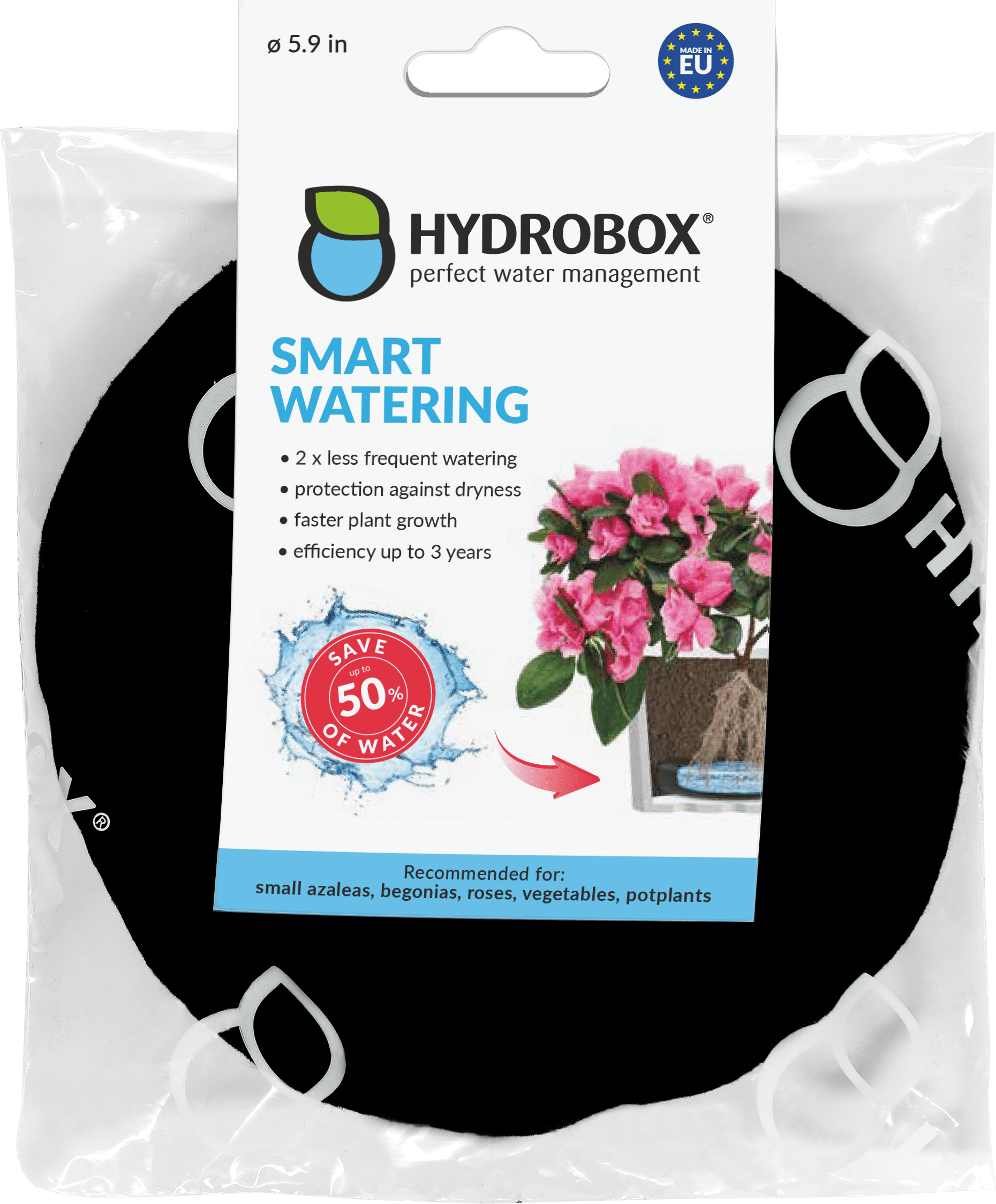 HYDROBOX 5.9'' Round Black Smart Planter with Self-Watering Feature