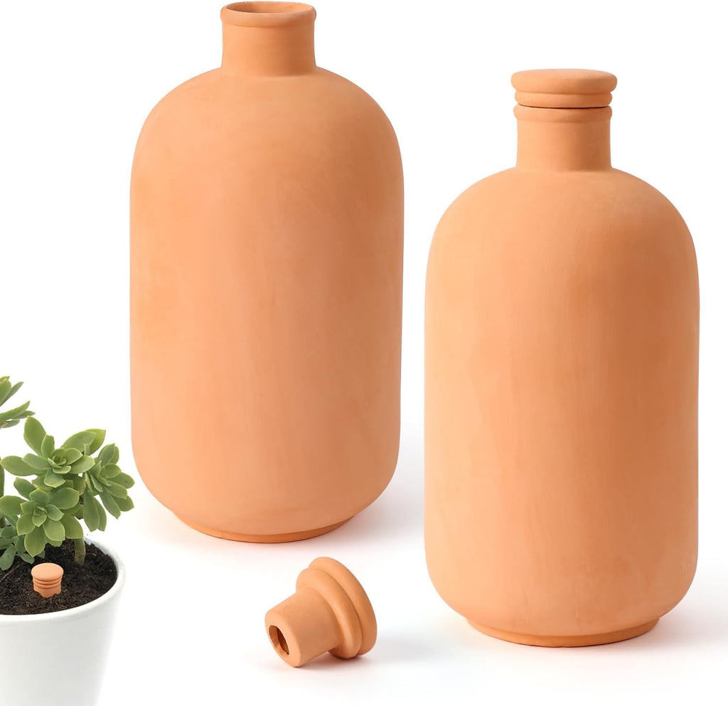 8pcs Ollas Self Watering Terracotta Planter Terra Cotta Clay Watering Spikes for Indoor Outdoor Plants - Large Reservoir Bulbs