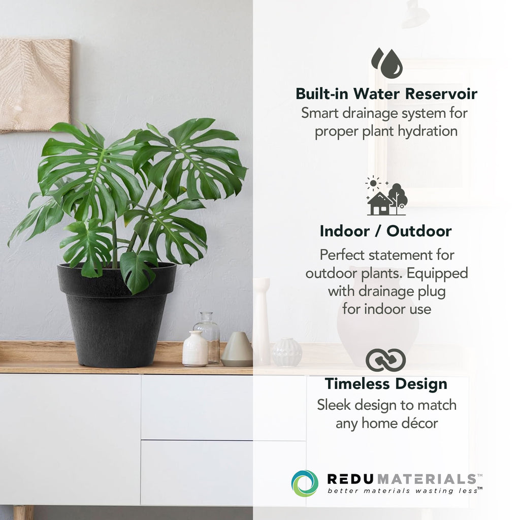 Tierra Verde Baritone Planter, Indoor Outdoor Self Watering Pot 18"W x 16"H