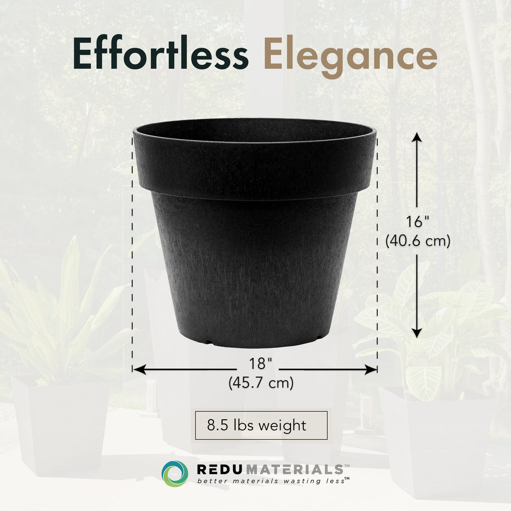 Tierra Verde Baritone Planter, Indoor Outdoor Self Watering Pot 18"W x 16"H