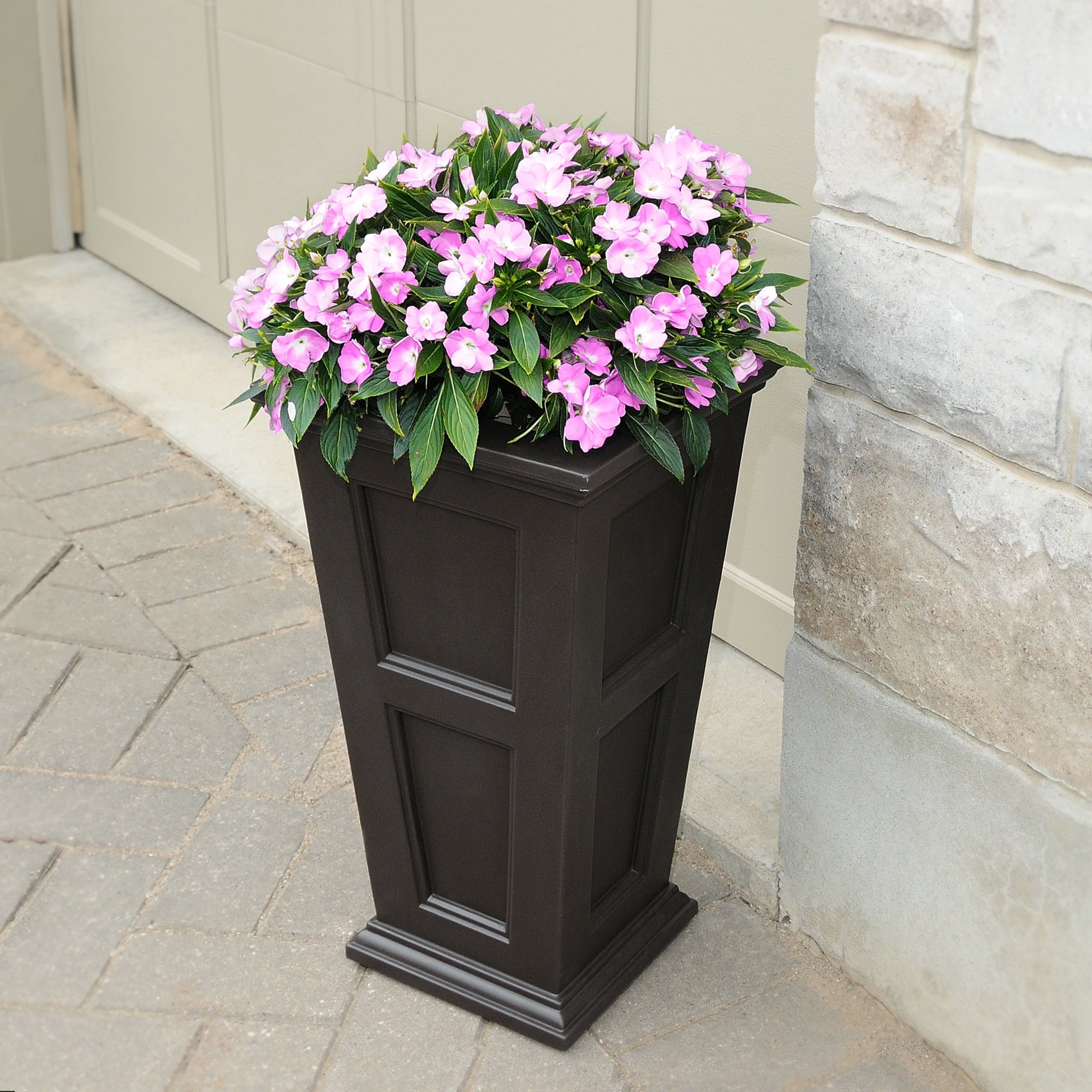 Mayne Fairfield 16” x 16” x 28” Square Tall Espresso Self Watering Plastic Planter