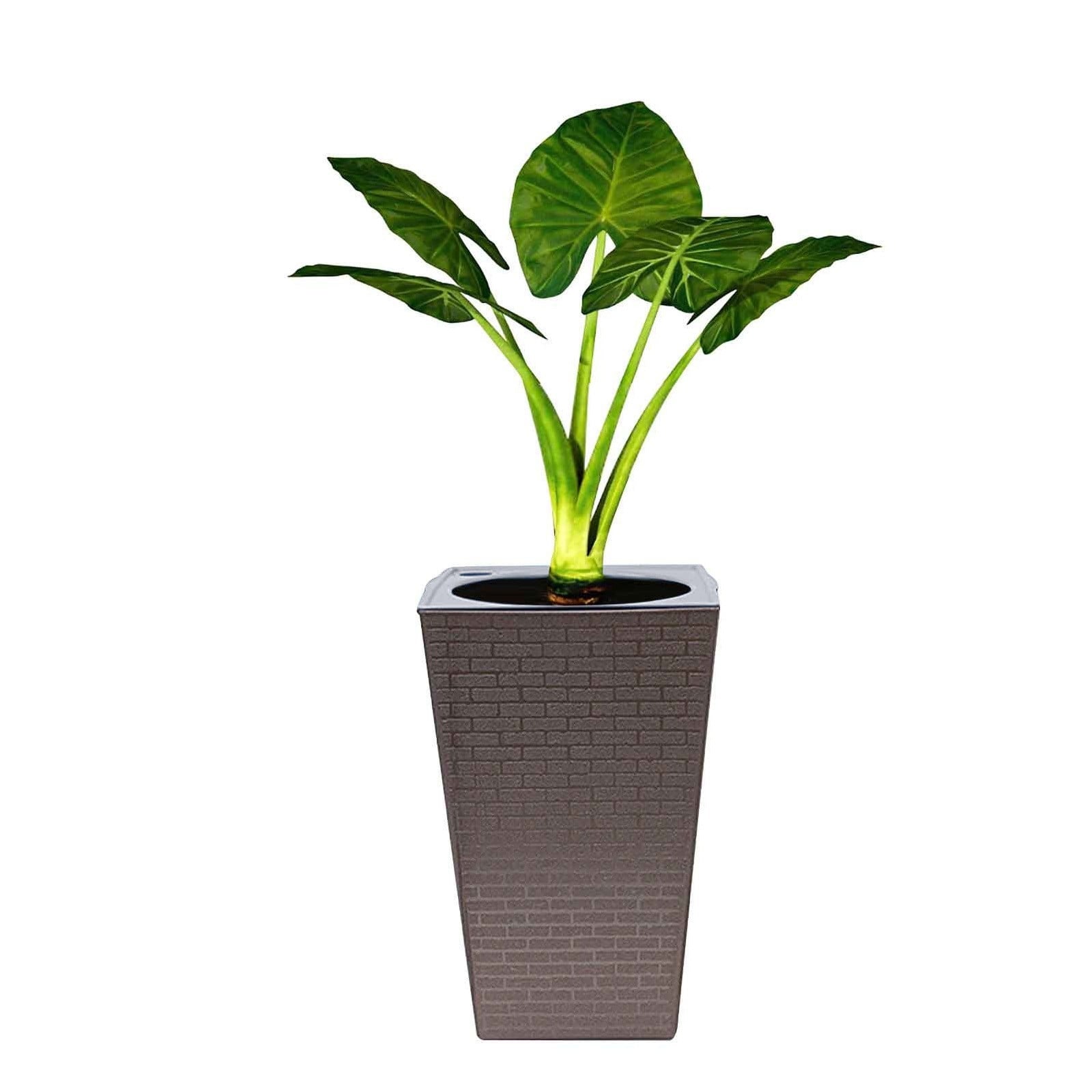Hulucky Large Self Watering Planter with Drainage Holes Indoor Outdoor Brick Textured Square Plant Pot for Home/Garden(Multicolor)