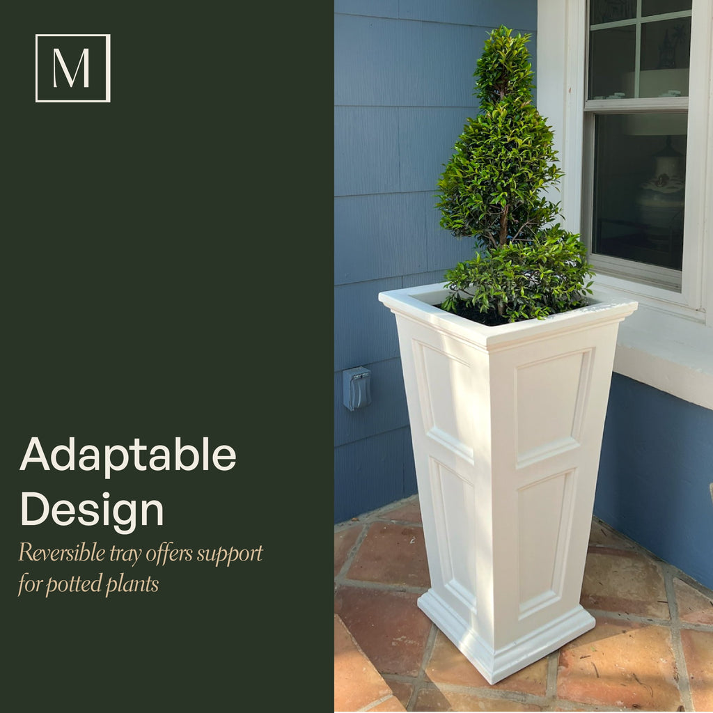 Mayne Fairfield 16” x 16” x 28” Square Tall Espresso Self Watering Plastic Planter