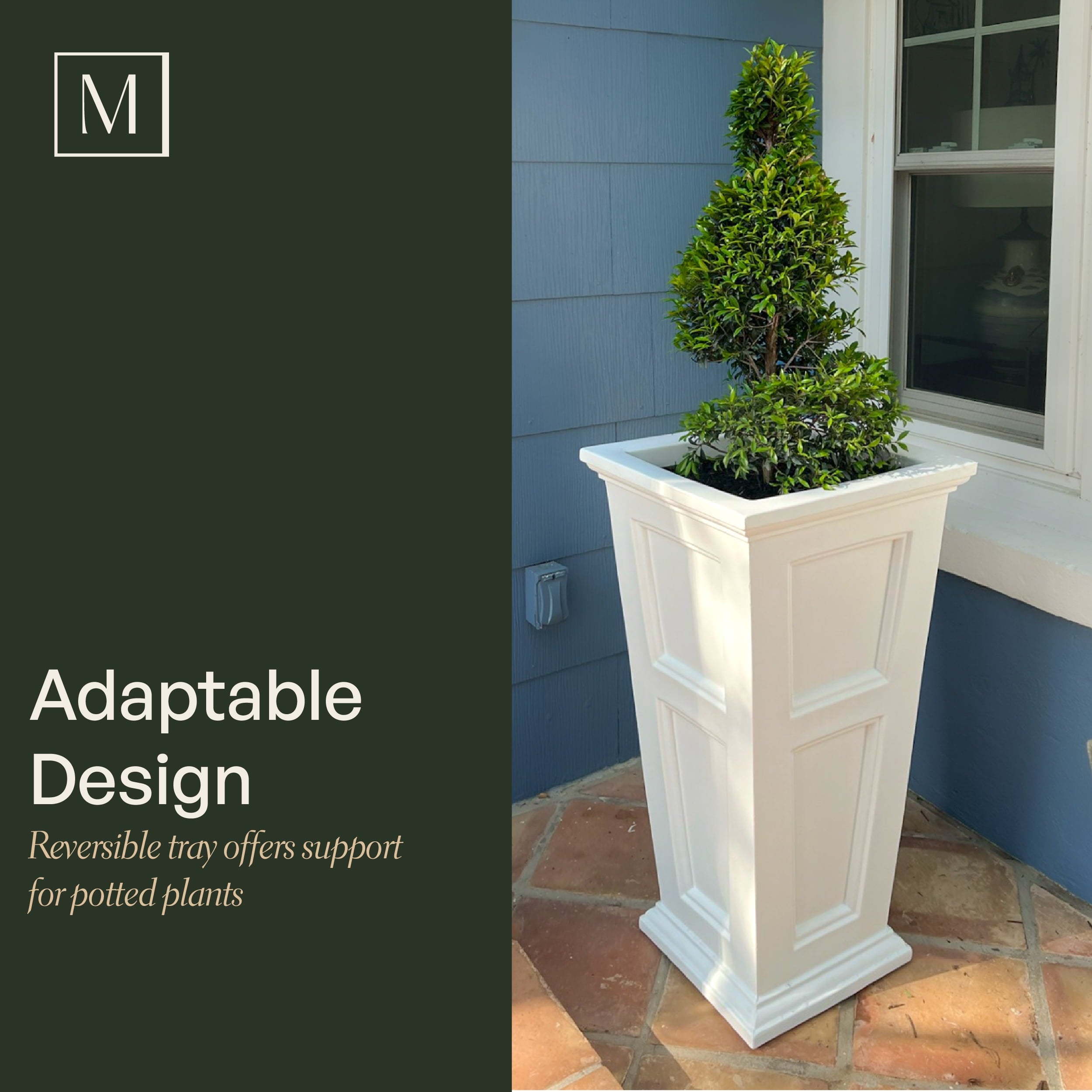 Mayne Fairfield 16” x 16” x 28” Square Tall Espresso Self Watering Plastic Planter