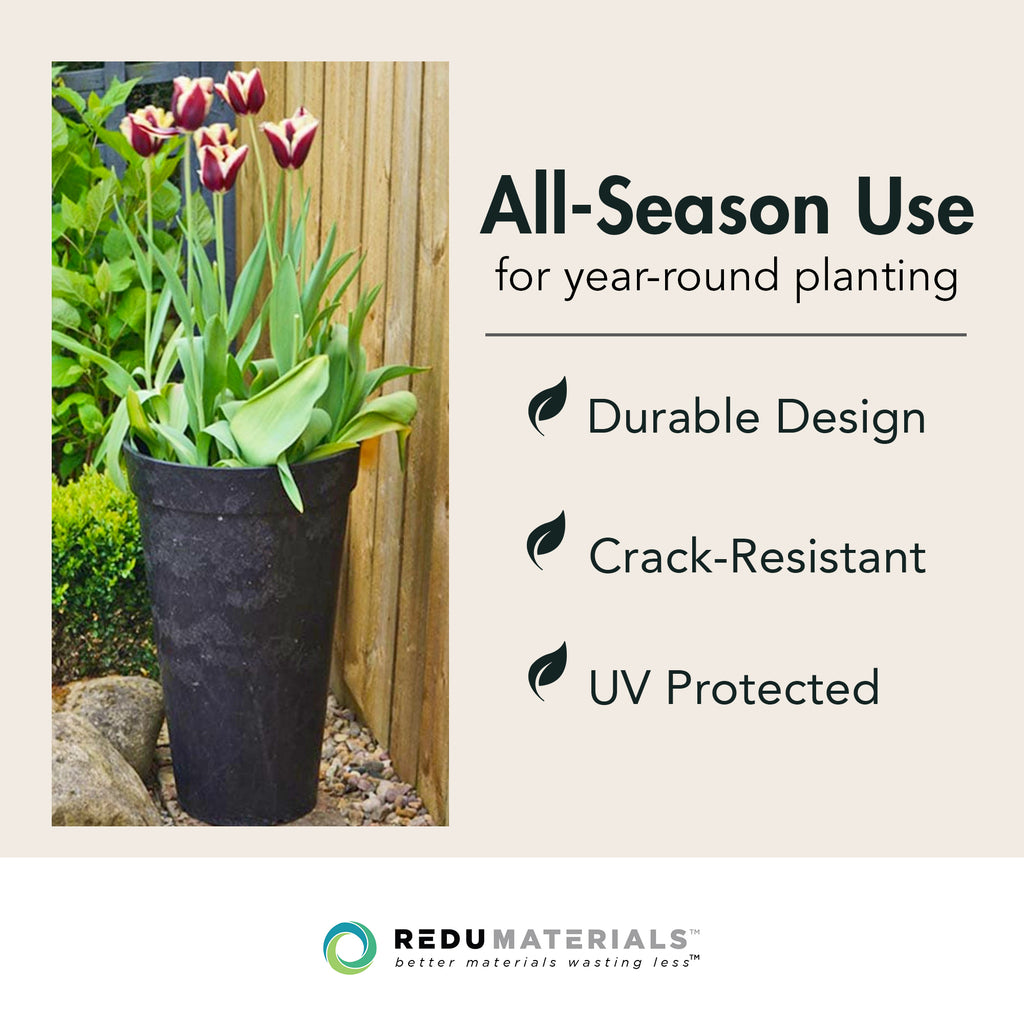 Tierra Verde 2 Pack Aria Self Watering Tall Planter, 12.5"W x 20"H, Black