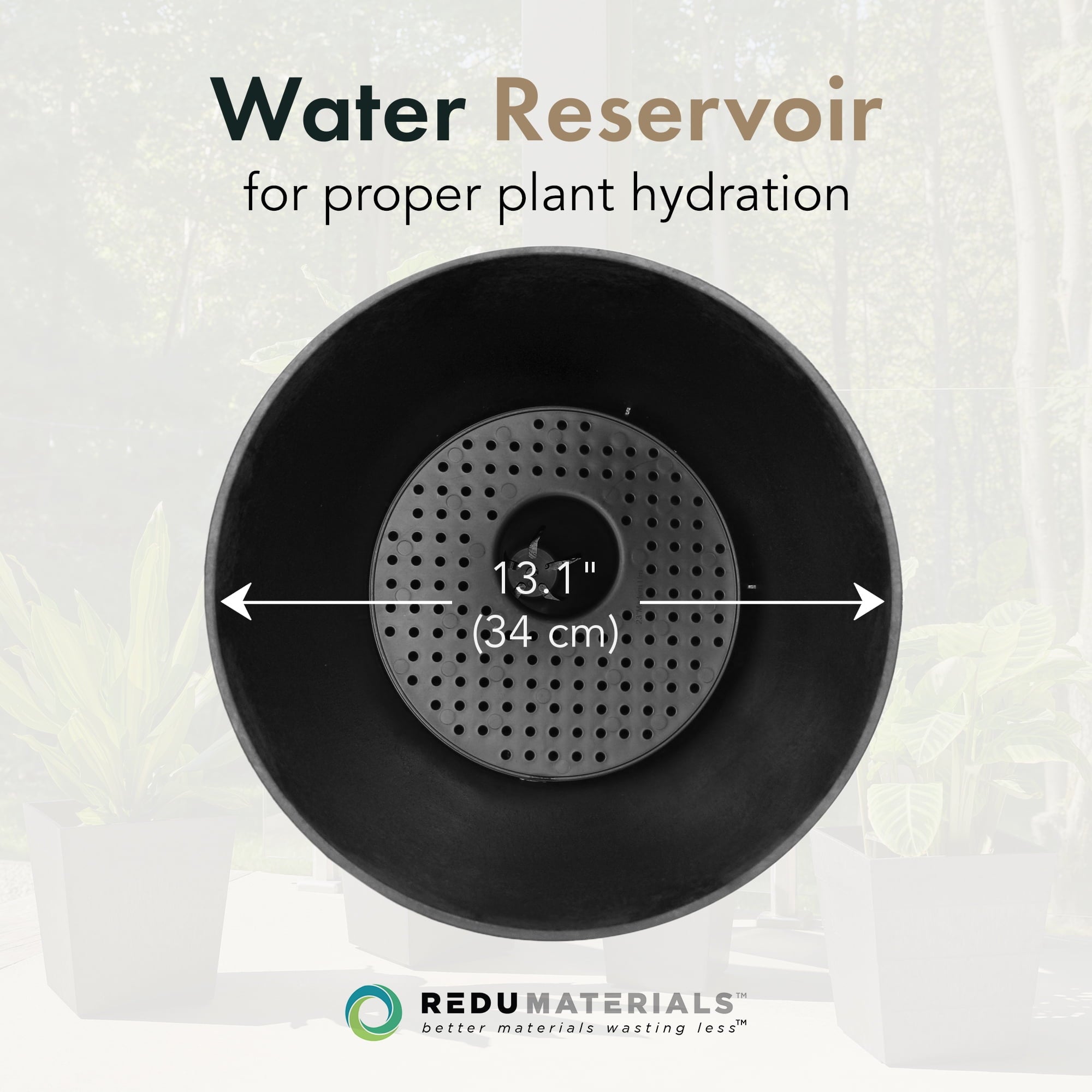 Tierra Verde Cadence Self Watering Urn Planter 14"W x 23"H, Black