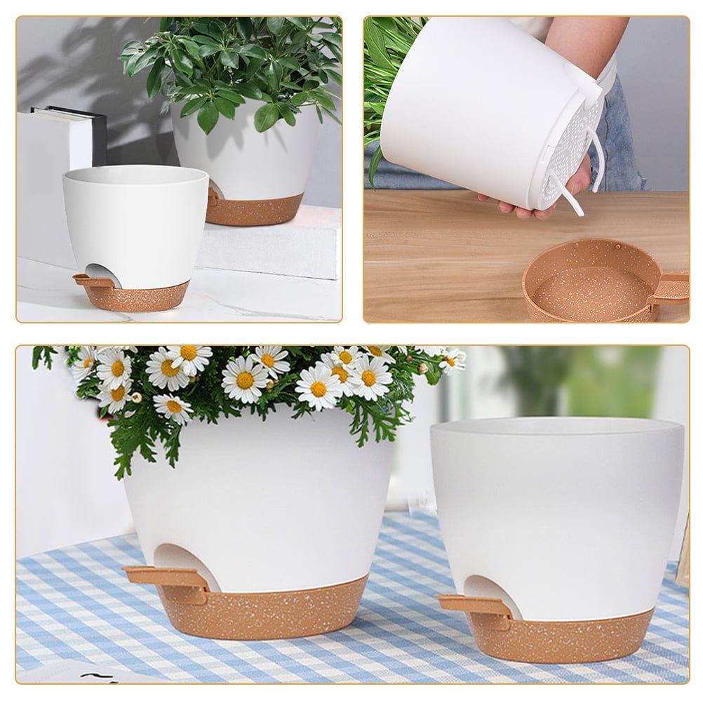 Worgeous  3 Pcs Bottom Watering Pots for Indoor Plants Planter Self Garden