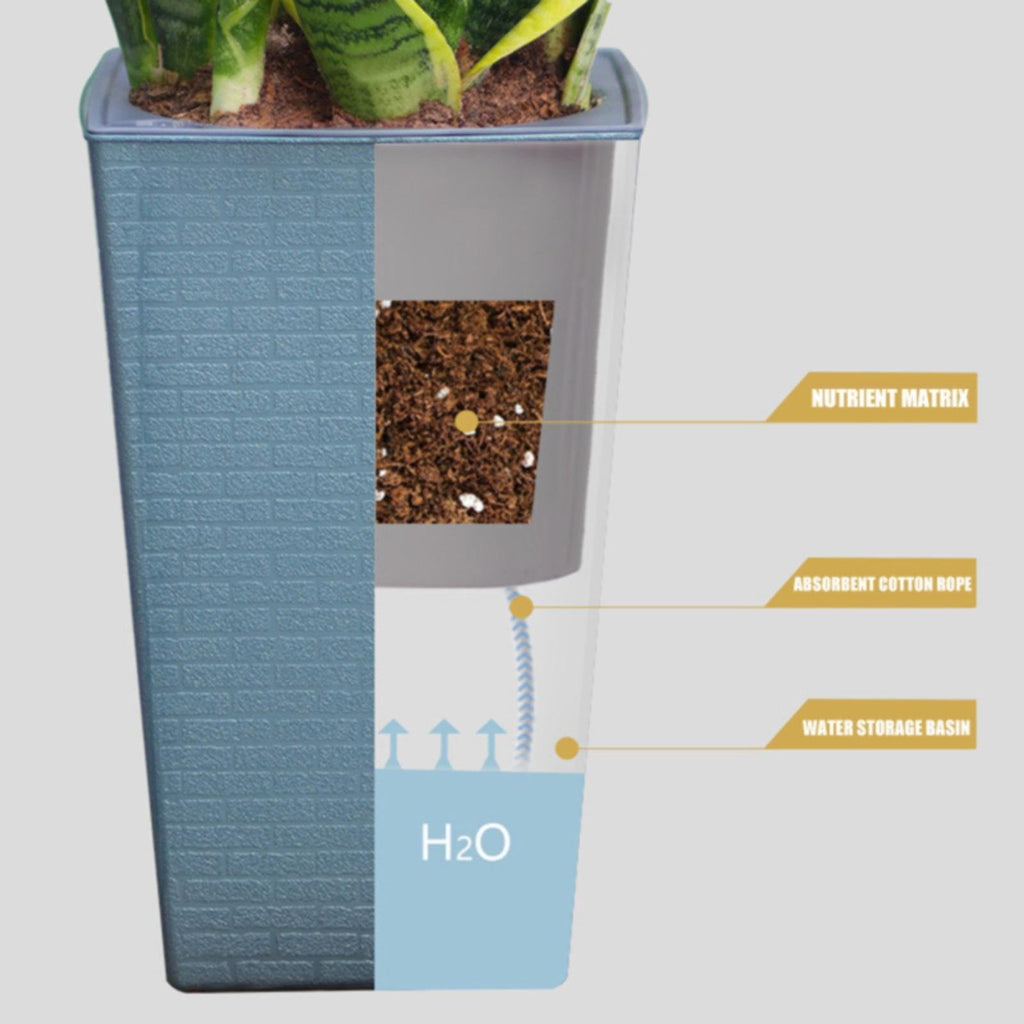 Jierger Clearance 2PCS Tall Tapered Planter - Plastic Square Plant Pots Tall Self Watering Indoor Outdoor for Patio Planter Pot Decorative Gardening & Home Decor Square,Blue