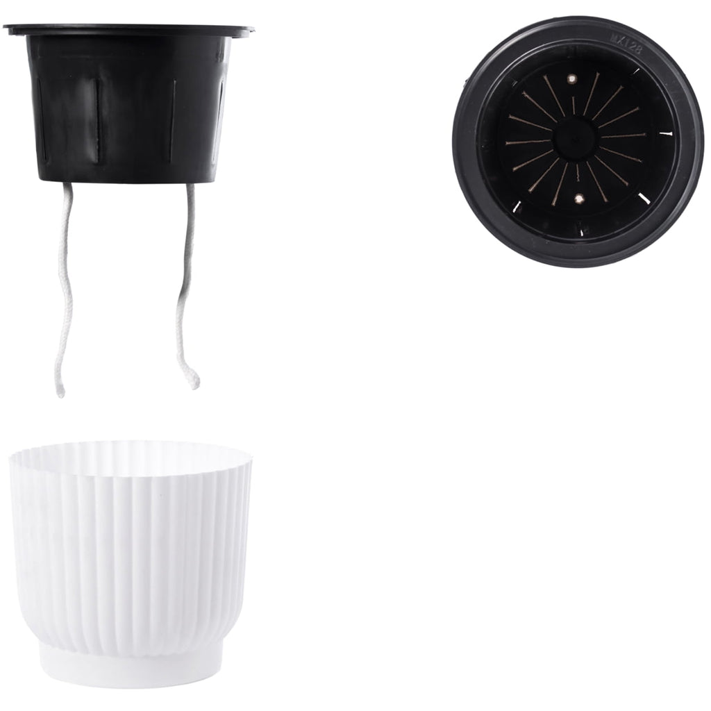 White Flower Pot Self Watering Planter, 6 Pack