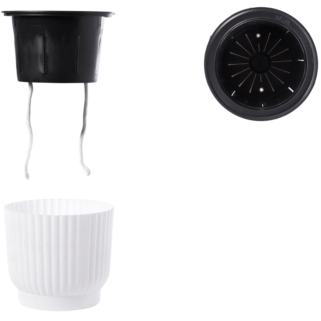 White Flower Pot Self Watering Planter, 6 Pack