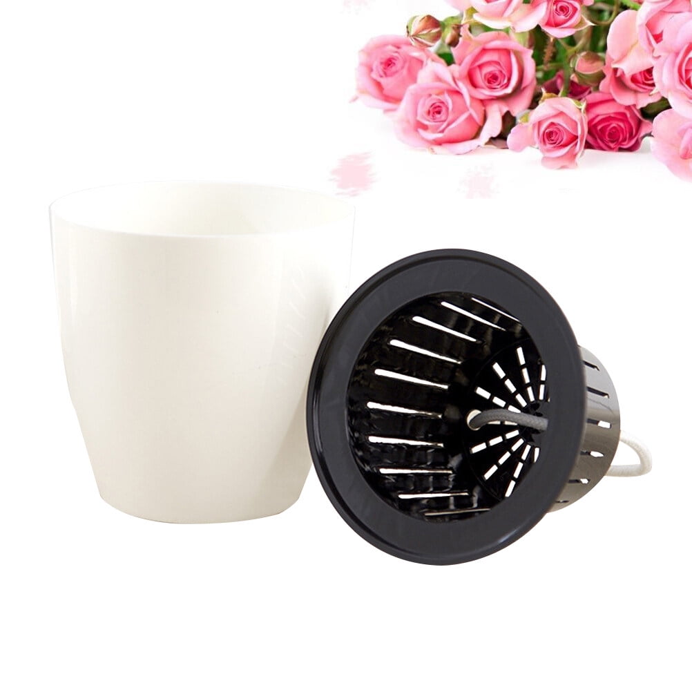 Masteelf Creative Automatic Watering Succulent Plant Pots Round Plastic Flower Pot Self-watering Planter for Home Office Garden (Outside 12cm)