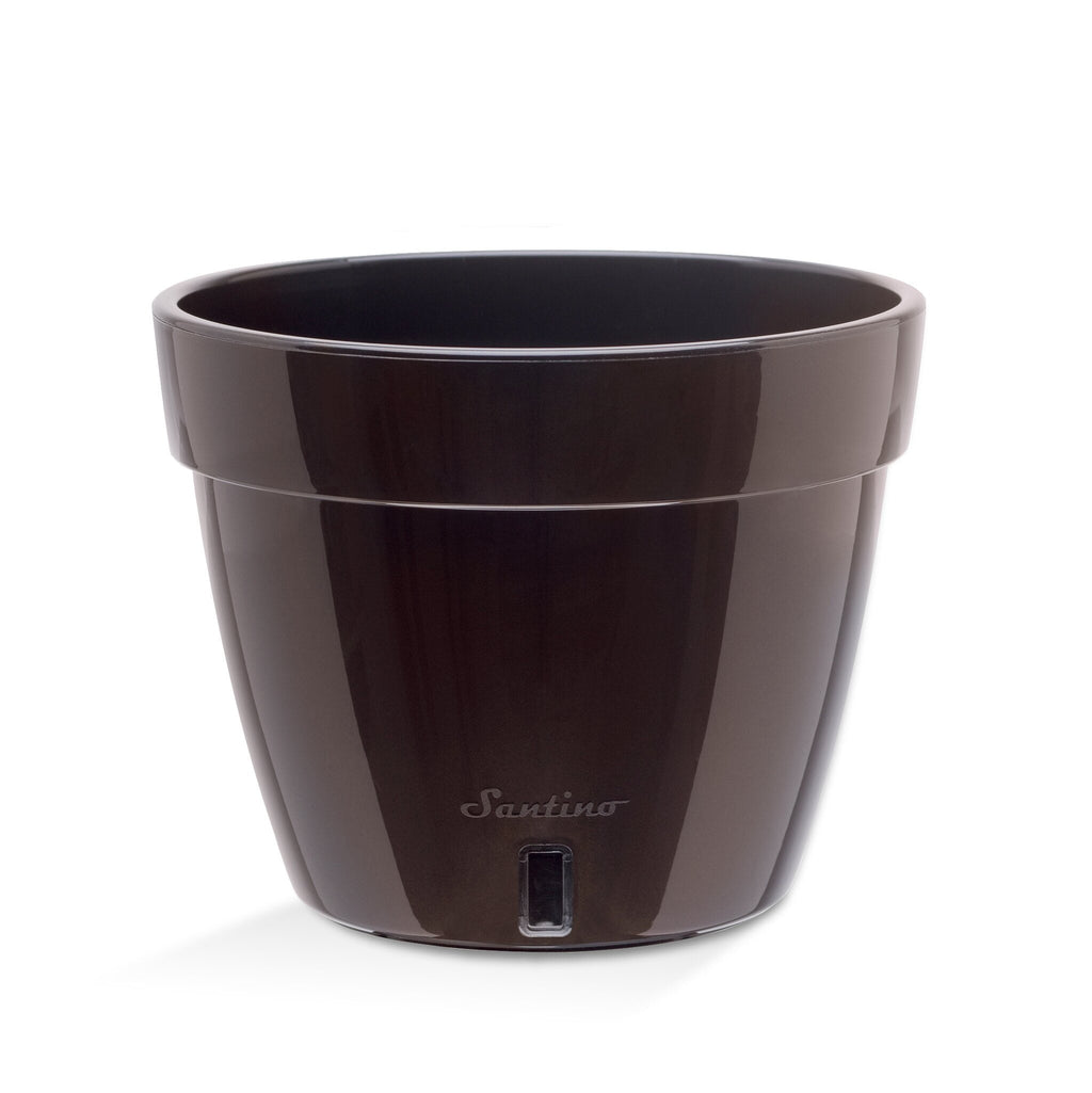 🪴 Santino ASTI 9.2 Inch Self Watering Planter BLACK-GOLD/BLACK (Set of 3) for Indoor Plants - Modern Plastic w/ Water level Indicator for All House Plants, African Violets and Dahlias