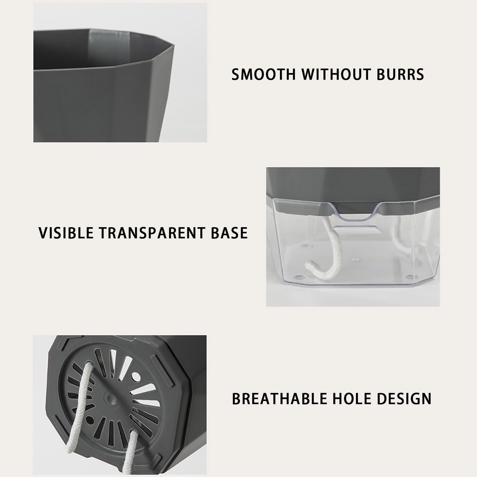 Steadline Automatic Watering Flower Pot,Clear Self Irrigating Planter With Absorbent Rope System For Indoor Herb Garden And Houseplants With Modern Design And Space Efficient Footprint For Home