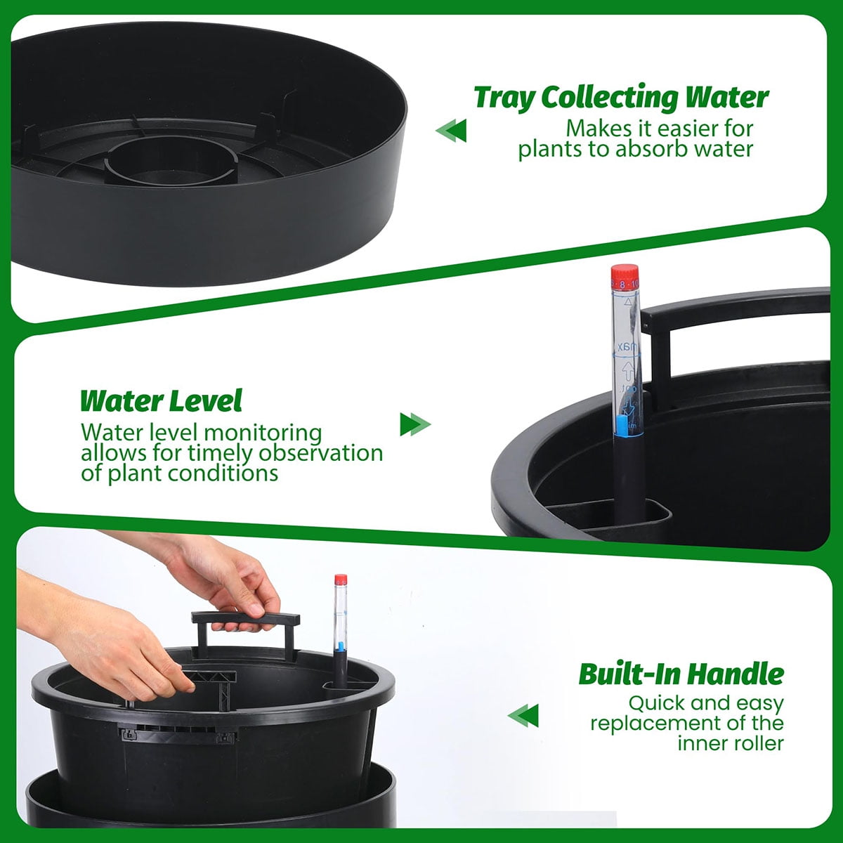 Ataucjin 30 inch Tall Planter Set of 2, Self Watering Pots with Drain Holes, Water Level Monitor & Inner Bucket, Indoor Outdoor Large Flower Pots, Automatic Watering, for Patio, Balcony, Living Room