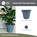 The HC Companies 12 Inch Sedona Round Self Watering Planter Pots, Lightweight UV-Resistant Plastic Indoor & Outdoor Planters, 2-Pack Flower Pots for Garden & Home Decor, Slate Blue