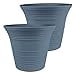 The HC Companies 12 Inch Sedona Round Self Watering Planter Pots, Lightweight UV-Resistant Plastic Indoor & Outdoor Planters, 2-Pack Flower Pots for Garden & Home Decor, Slate Blue