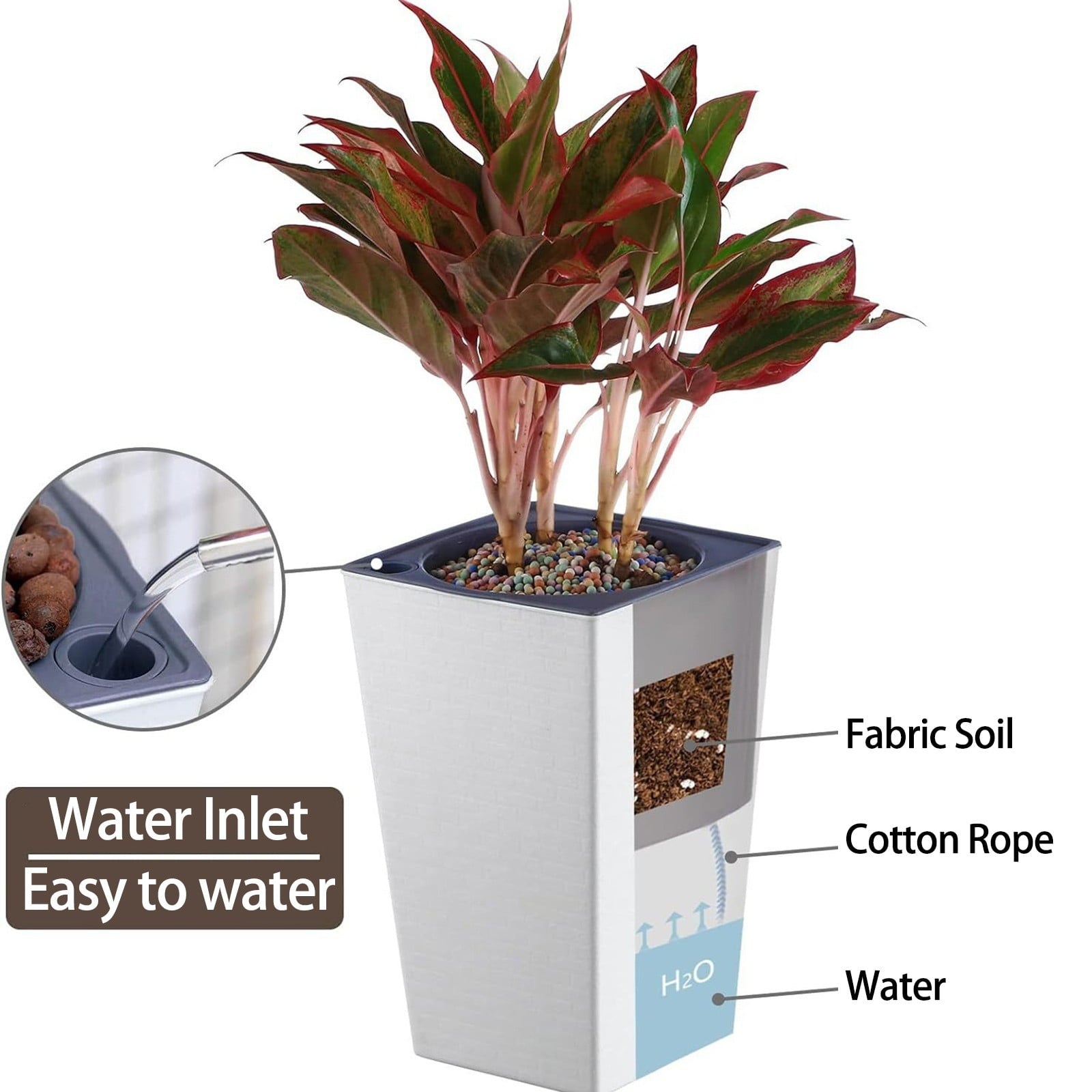 YardVibe High Large Plant Pots, Planters for Indoor Outdoor Plants Modern Planter with Drain Holes Lightweight Self Watering Plant Pot for Home, Office, Front Porch, Patio, Garden, Brown