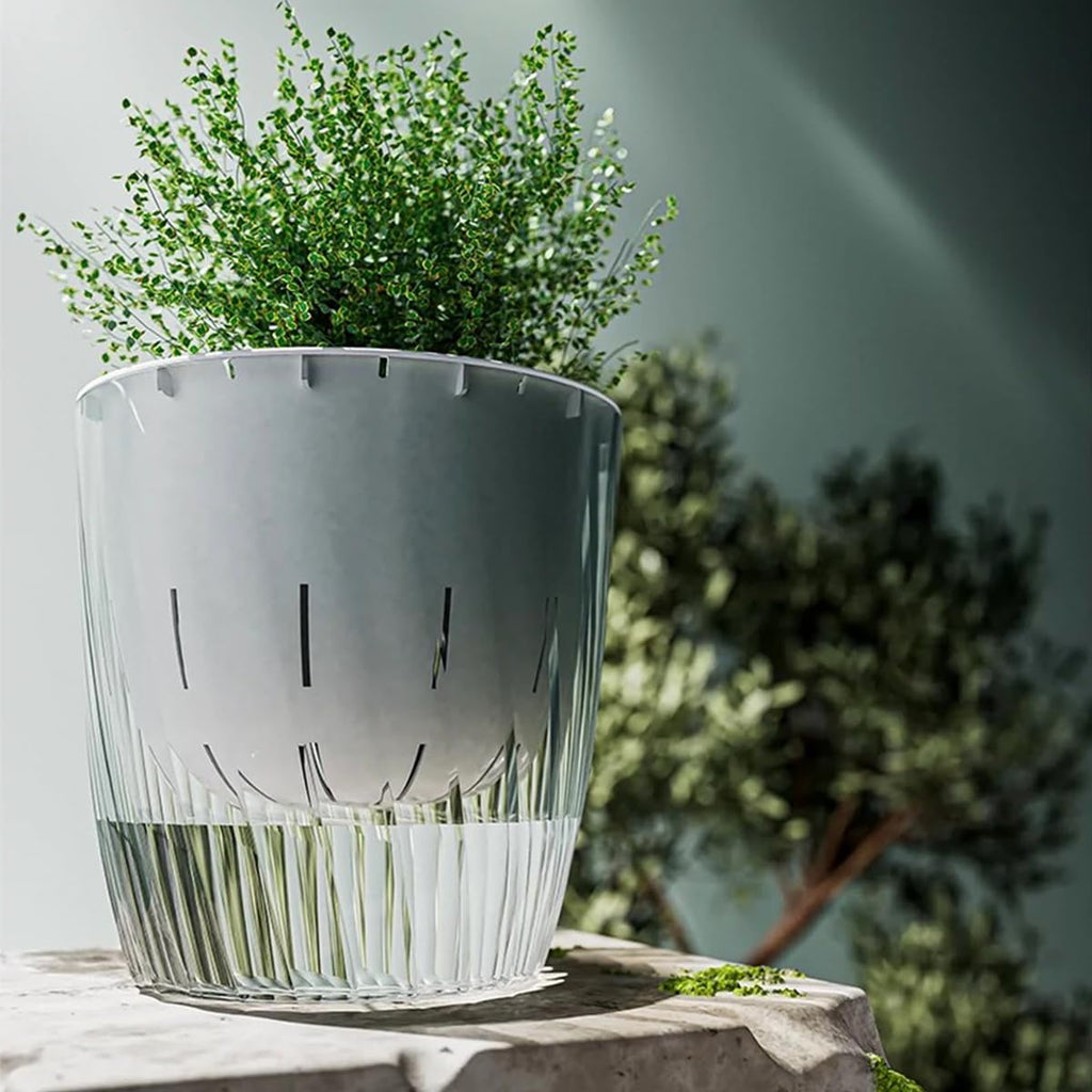 4Pcs Self Watering Planters, 4.53inch Transparent Flower Pots for Indoor Plants, Perfect for African Violet, Monstera, Succulents, Herbs & Decorative Flowers(Style 1)