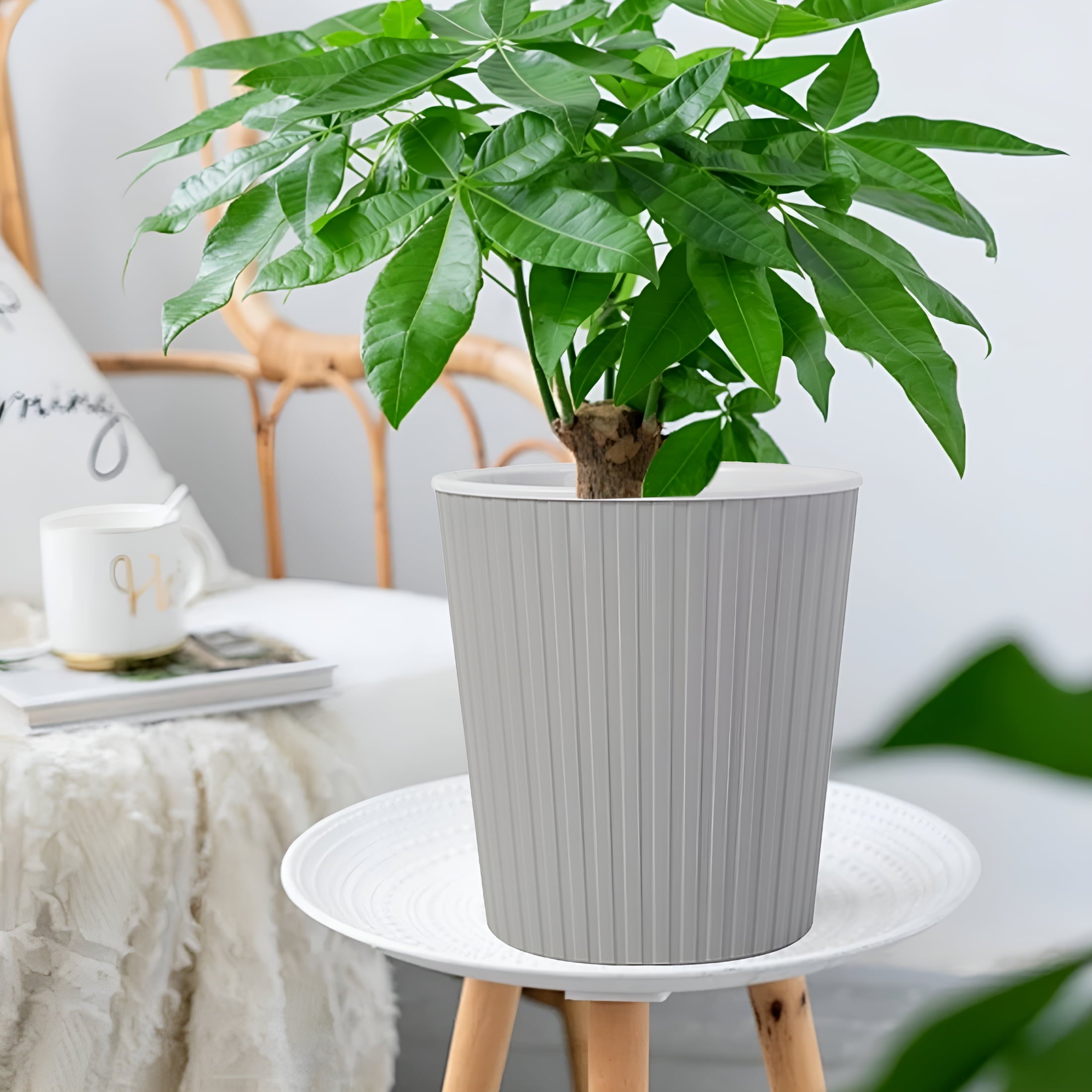ACDANC 2026 New Self-Watering Planter Pot with 2-Week Water Reservoir – Automatic Plant Watering System for Indoor & Outdoor Use (7-Inch,White/Gray/Blue) – Ideal for Herbs,Succulents & Flowers