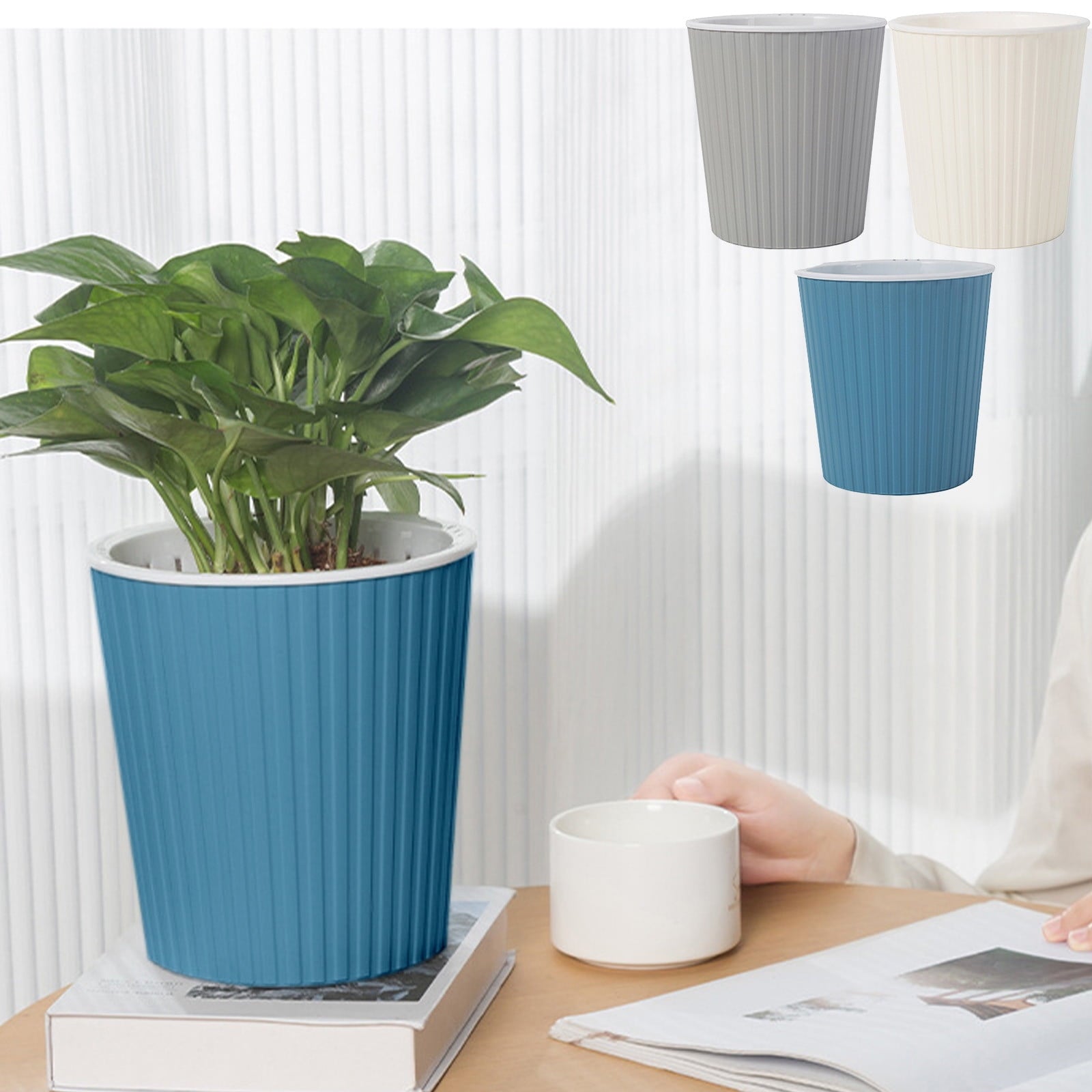Automatic Water Absorbing Flowerpot 7x6.5in Plastic Round Planter Self-Watering System for Indoor Outdoor Balcony Easy Clean Home Garden Decor Daily Hot Picks & Limited-Time Offers
