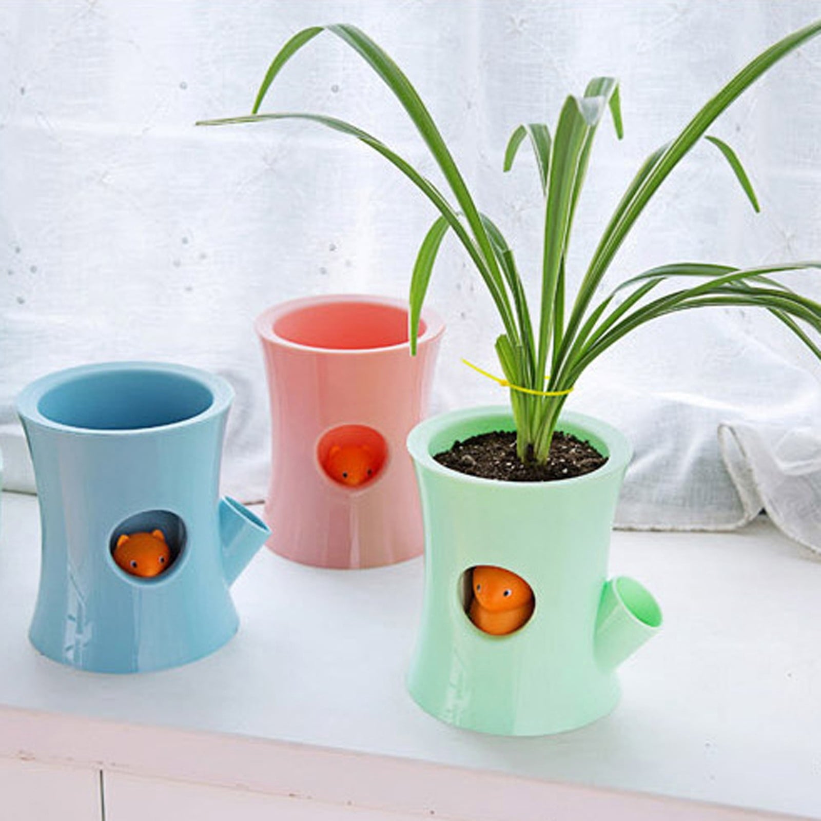 Automatic Watering Planter,Inner Hydroponics Water Saving System Flower Pot,Self Watering Plant Pot,Time Saving Garden Pot for Bedroom Office Desk Home Decor