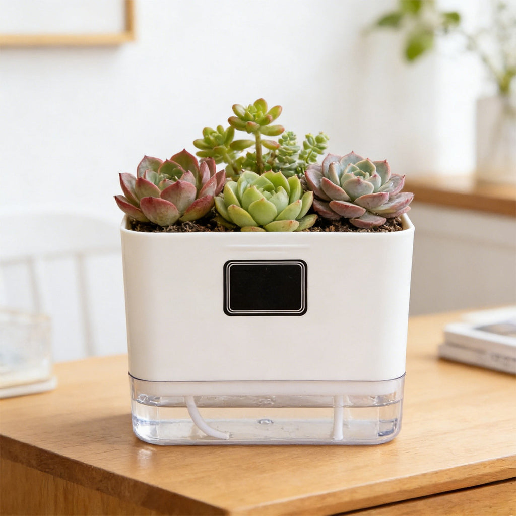 ChicYu Self Watering Planters Self Watering Pots for Indoor Plants,Automatic Moisturizing，Transparent Square Flower Pot for Indoor and Outdoor