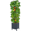 DXRONT Raised Garden Bed Planter Box with Trellis, 56.7” Tomato Planters for Climbing Plants Vegetable Vine Flowers Outdoor Patio, Tomatoes Cage w/ Self-watering & Wheels