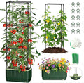 51" Self Watering Planter Box with Trellis, Tomato Cage with Water Level Indicator, Indoor Outdoor Raised Garden Bed