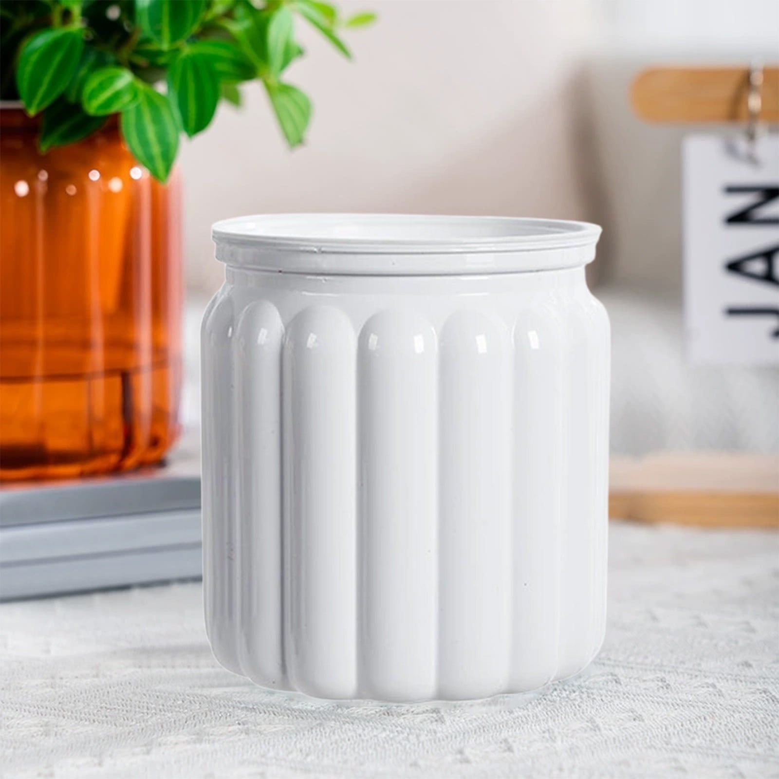 Harlier Self Watering Planter Plastic, 4 Inch Plant Pots Indoor, Small Self Watering Orchid Pot Pumpkin Planter Flower Pot for All House Plants, Flowers, African Violets (Blue)