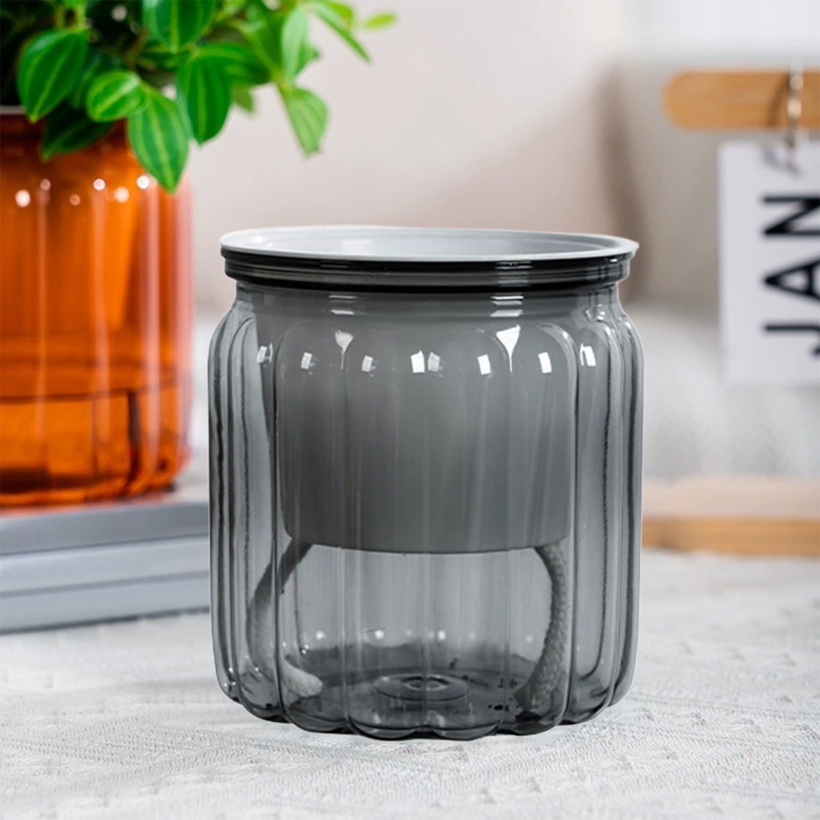 Harlier Self Watering Planter Plastic, 4 Inch Plant Pots Indoor, Small Self Watering Orchid Pot Pumpkin Planter Flower Pot for All House Plants, Flowers, African Violets (Blue)