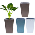 Hulucky Large Self Watering Planter with Drainage Holes Indoor Outdoor Brick Textured Square Plant Pot for Home/Garden(Multicolor)