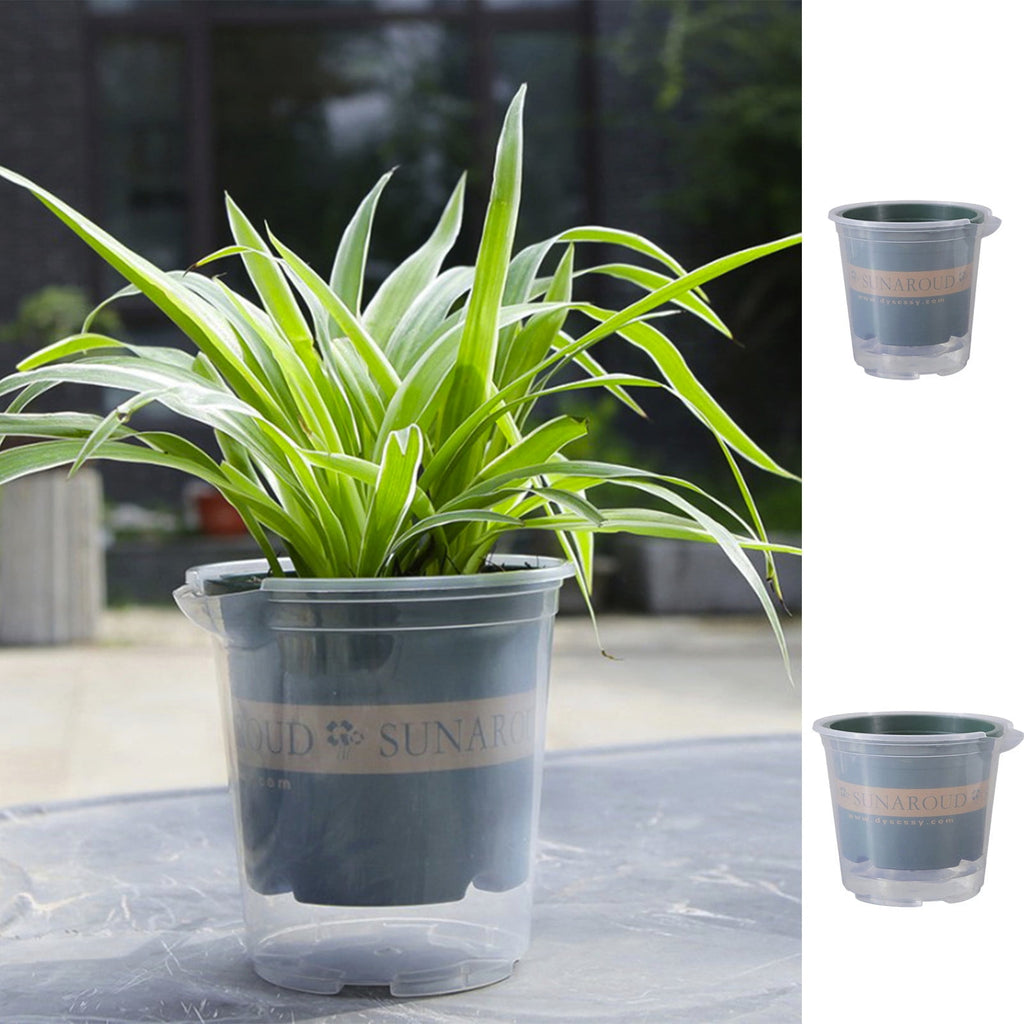 Iuhan Self Watering Planter Clear Plastic Automatic Watering Flower Pot For Succulents Herbs Indoor Plants, Self Watering System Plant Pots For Home Garden Office Decor