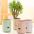 Iuhan 4Pcs Automatic Watering Flower Pots, Self-Watering Planters with Wick System, Thickened Plastic Indoor Pots for Succulents Herbs, Desktop Planter for Home Office Decor