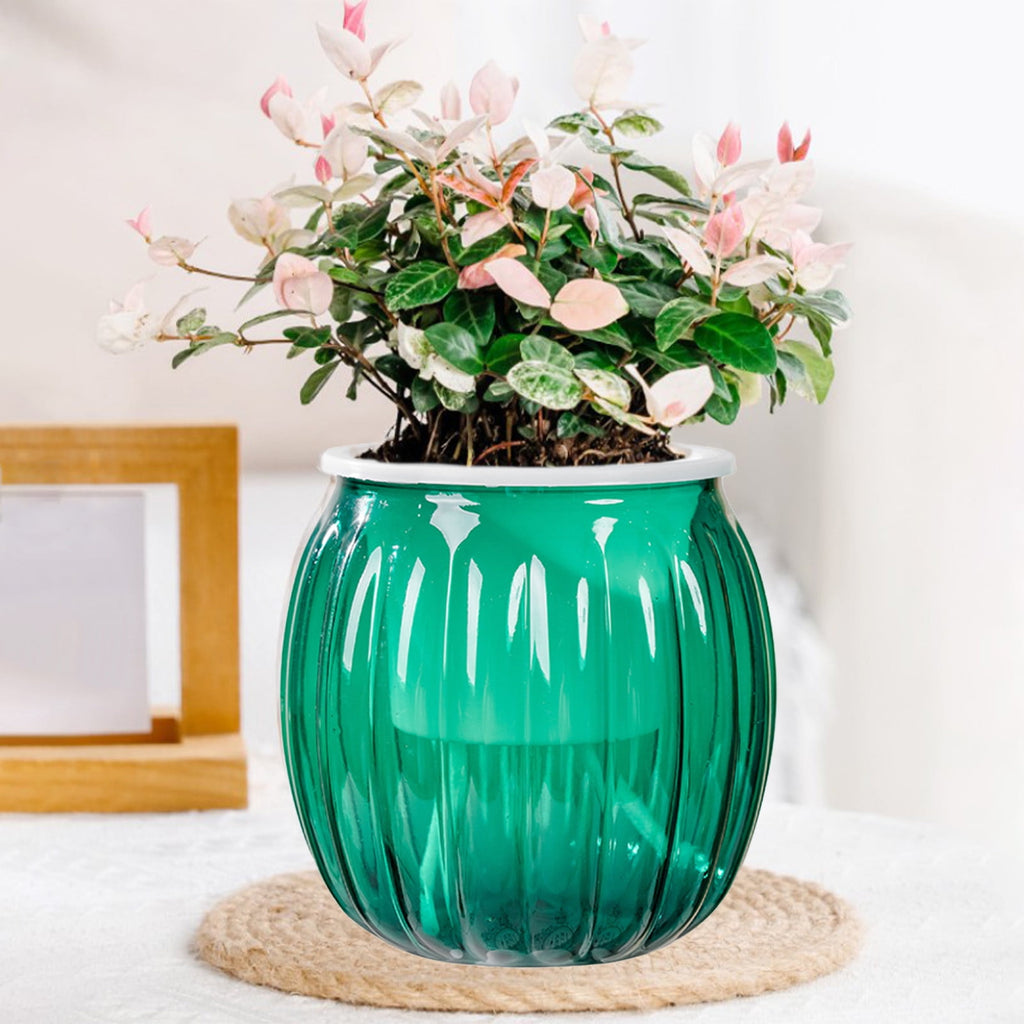 KeirineCC 4" Pumpkin Planter Self Watering Pot,5x4 Inch Plant Plastic Pots Indoor,Self Watering Orchid Pot Pumpkin Planter Flower Pot for All House Plants,Flowers,African Violets,1 Pcs,Orange