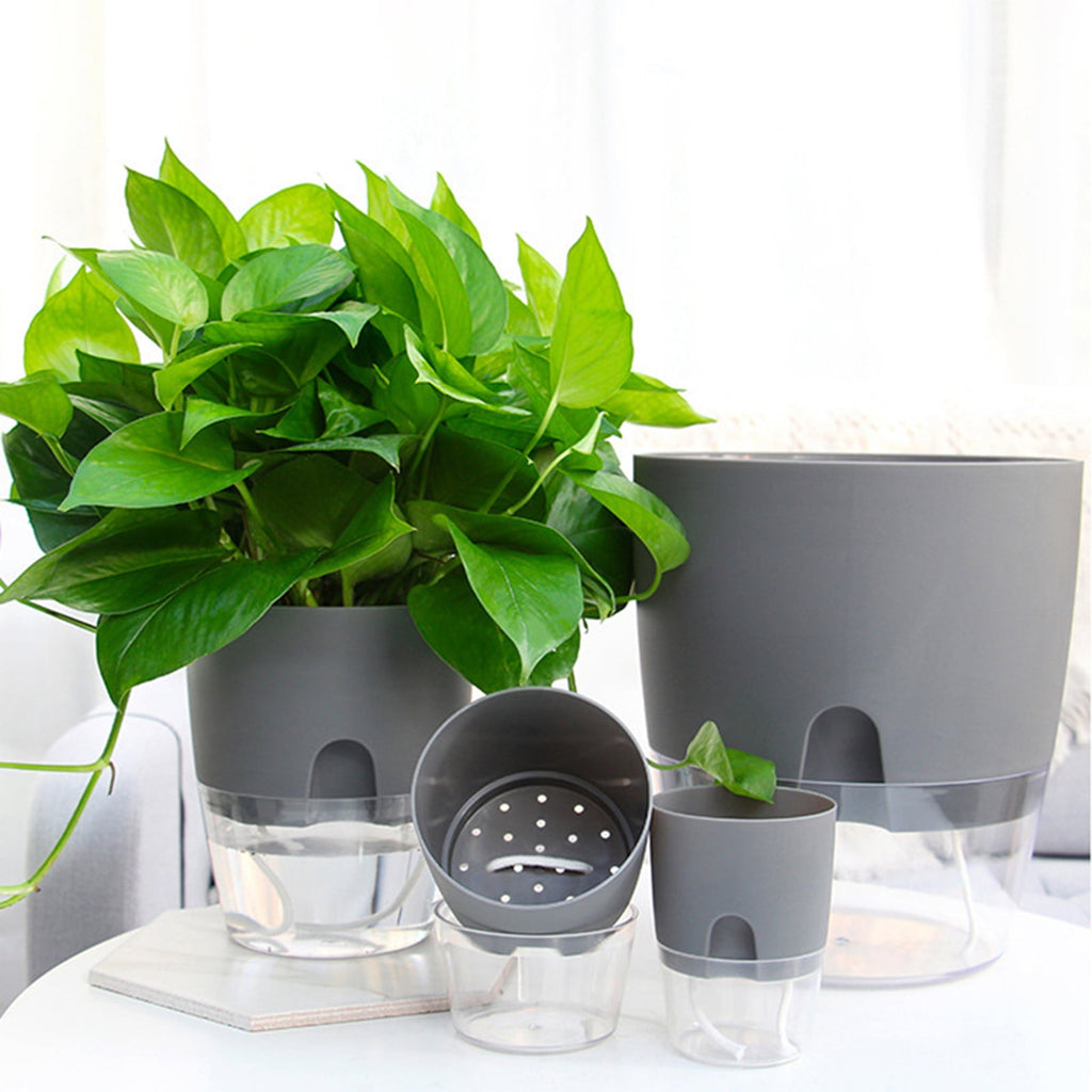 Leaveforme Self Watering Planter Pots,Resin Pots for Indoor Outdoor Windowsill Gardens, Self Aerating, Deep Reservoir