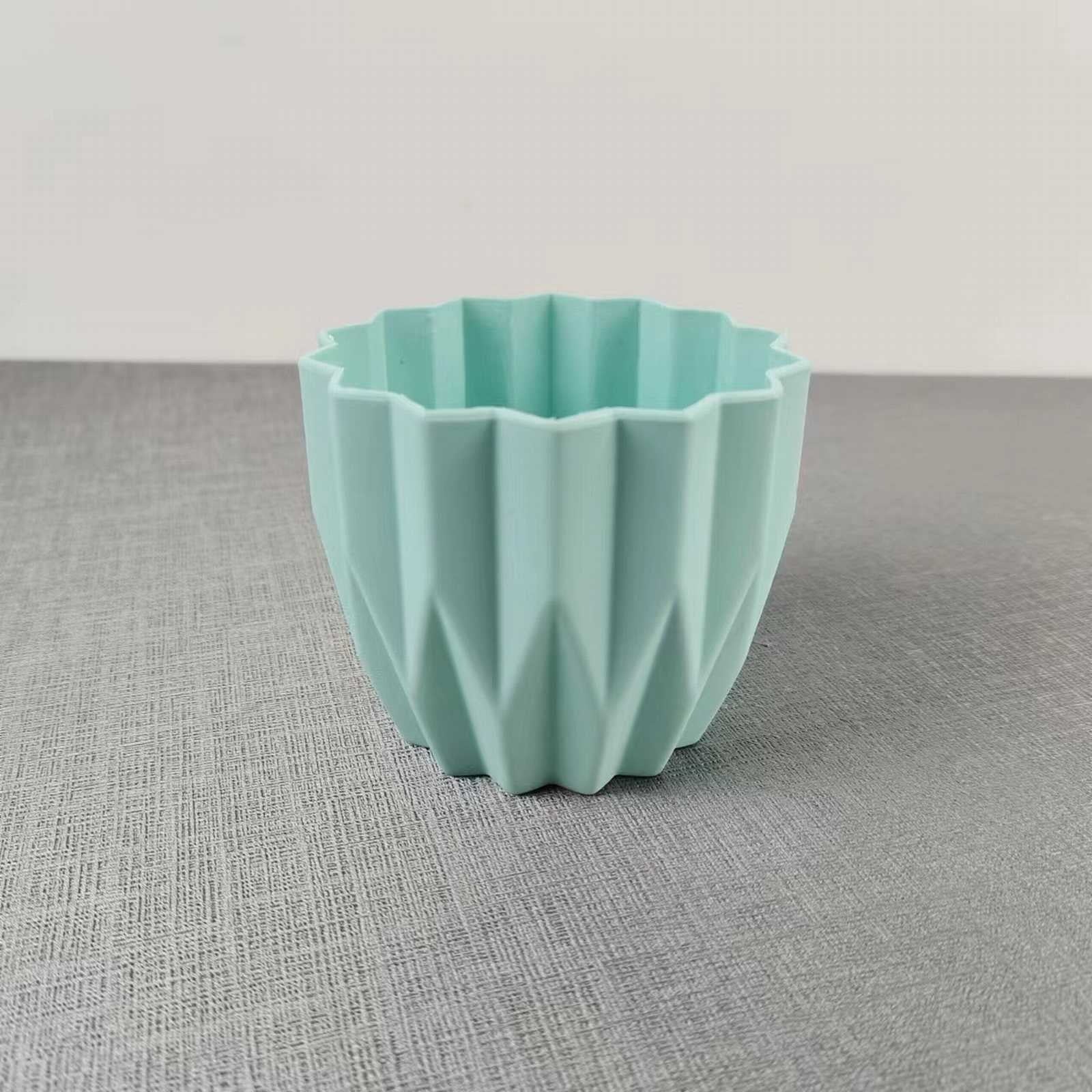 Ljxge Style Striped Plastic Faux Ceramics Flower Pot 2.4 in Modern Round Succulent Pots with Stripe Texture Small to Medium Sized Flowerpot for indoor House Plants and Flowers Herbs