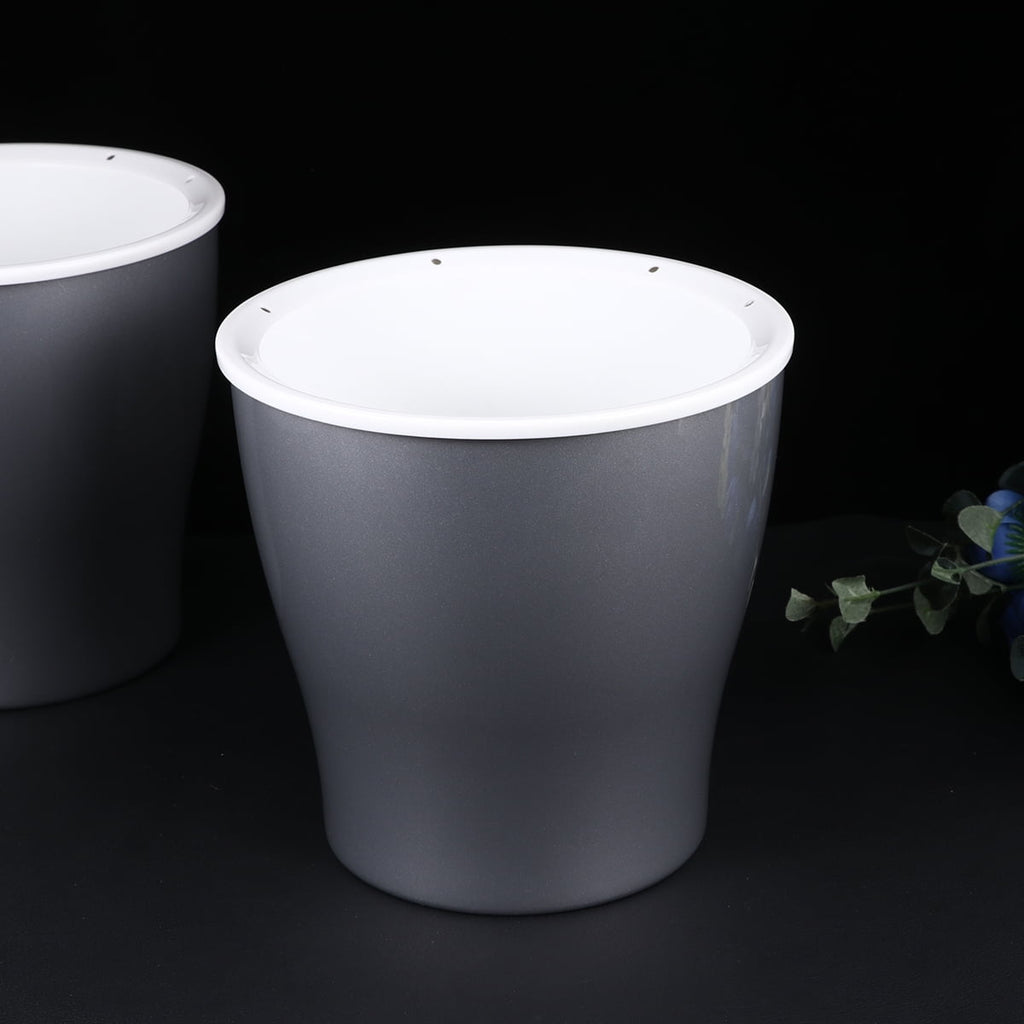 PAMINGONO 2Pcs Plastic Planter Self Watering Flowerpot for Succulent and Cactus Plants Silver Durable Design
