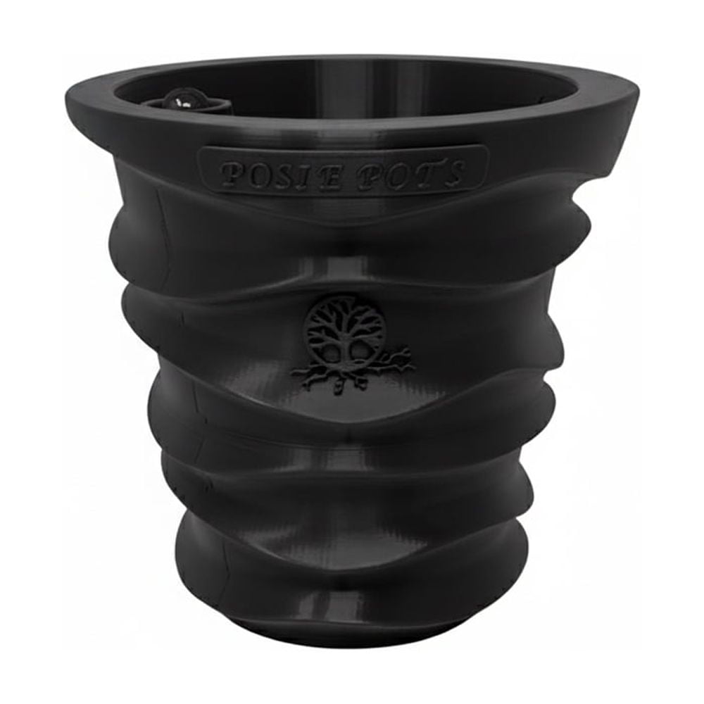 Posie Pot 7 inch, Large, Black Wave Self Watering Planter, 3D printed