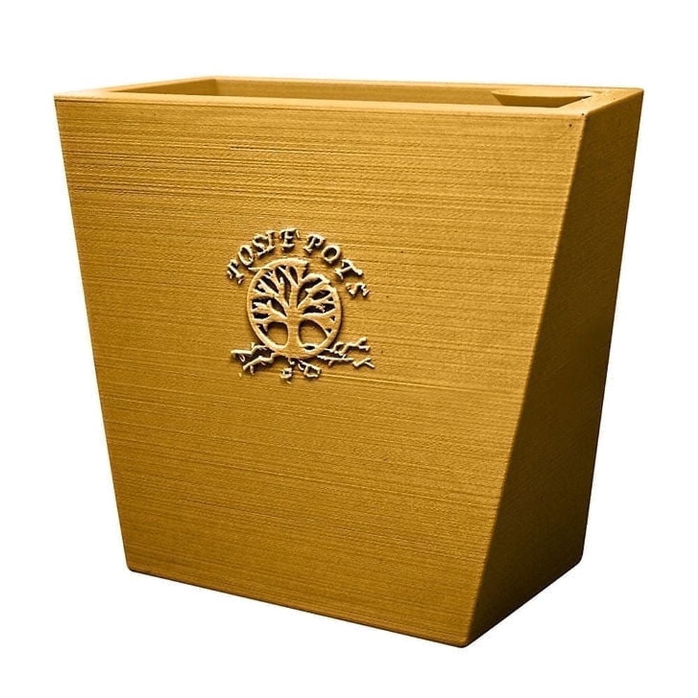 Posie Pot 5 inch, Medium, Gold, Twisted Square Self Watering Planter, 3D Printed