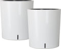 SAROSORA Large Round Self Watering Planter Pot 12.5'' 2-Pack for Home Garden Patio Tall Tree(White 2-Pack)