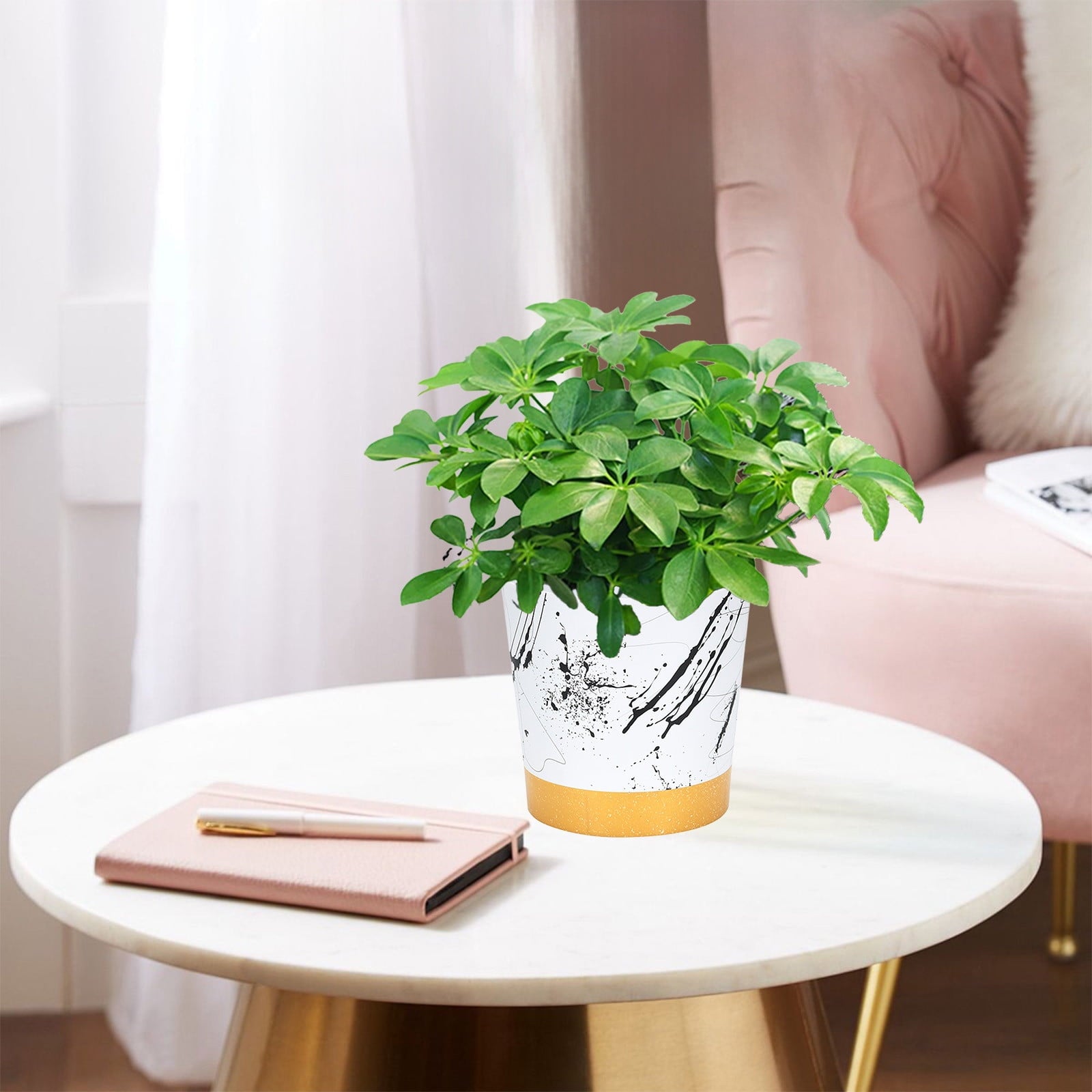 Self Watering Flower Pot, Plastic Plant Pot with Automatic Watering System, Indoor Outdoor Rose Pot, Low Maintenance Planter for Gardening, Decorative Flower Pot for Home and Garden Decor