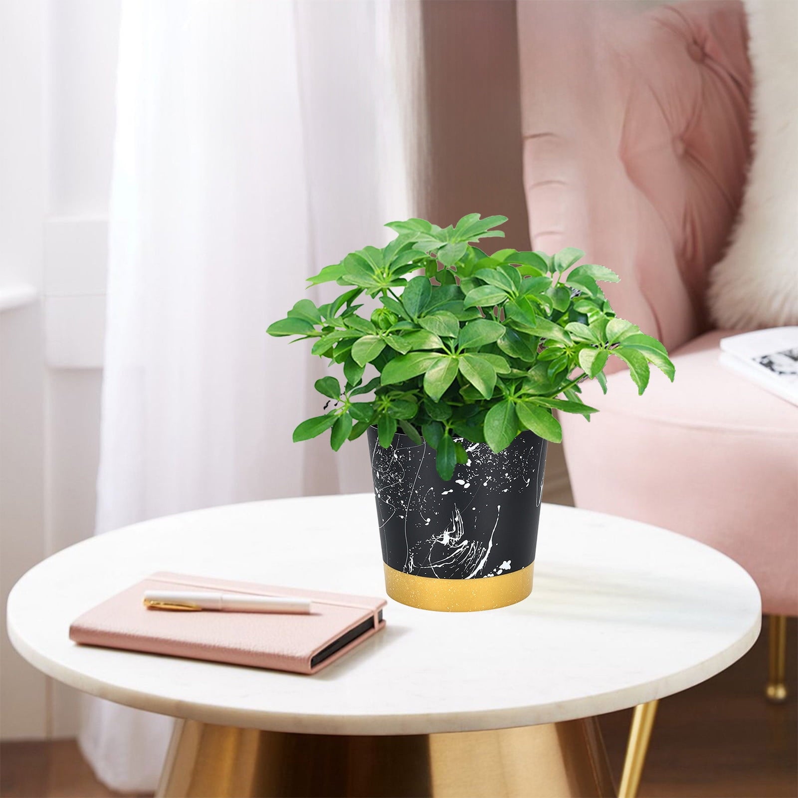 Self Watering Flower Pot, Plastic Plant Pot with Automatic Watering System, Indoor Outdoor Rose Pot, Low Maintenance Planter for Gardening, Decorative Flower Pot for Home and Garden Decor