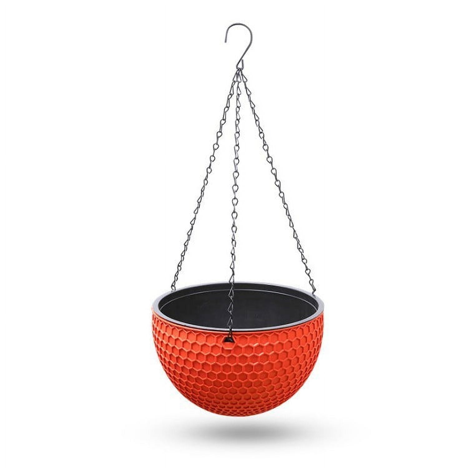 Self Watering Hanging Basket Planter, Hydroponic Flower Pot with Rope Wick System and Detachable Gondola, Plastic Balcony Ceiling Pot for Succulents Ivy Ferns Indoor Outdoor