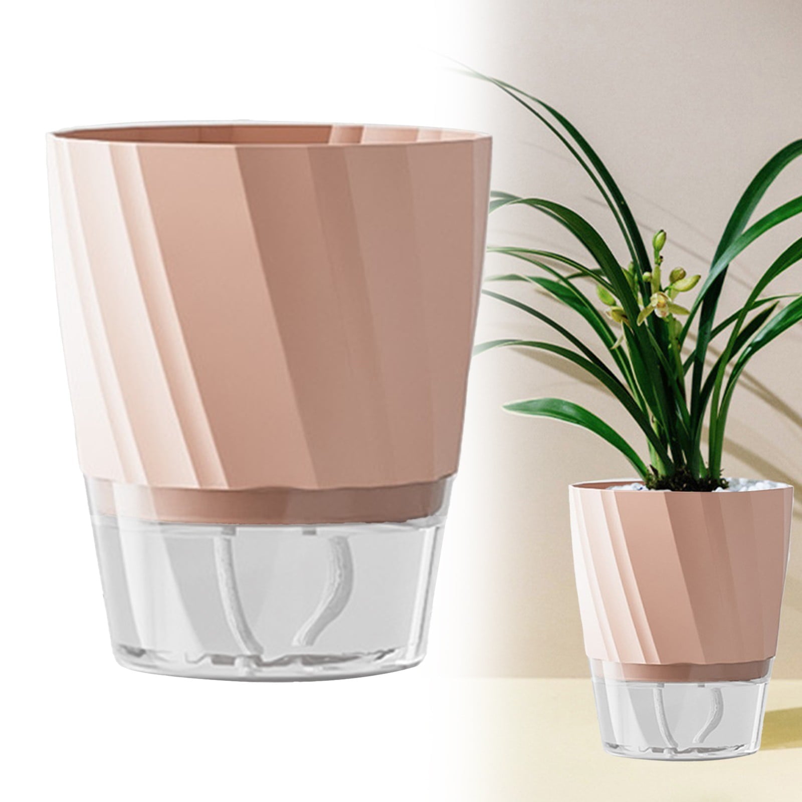 Self Watering Pots For Indoor Plants, 6.89 Inchplastic Self Watering Planter Pots With Wick Rope And Reservoir For Indoor Plants, African Violets, Herbs, Gardening Pots, Planters & Accessories,White