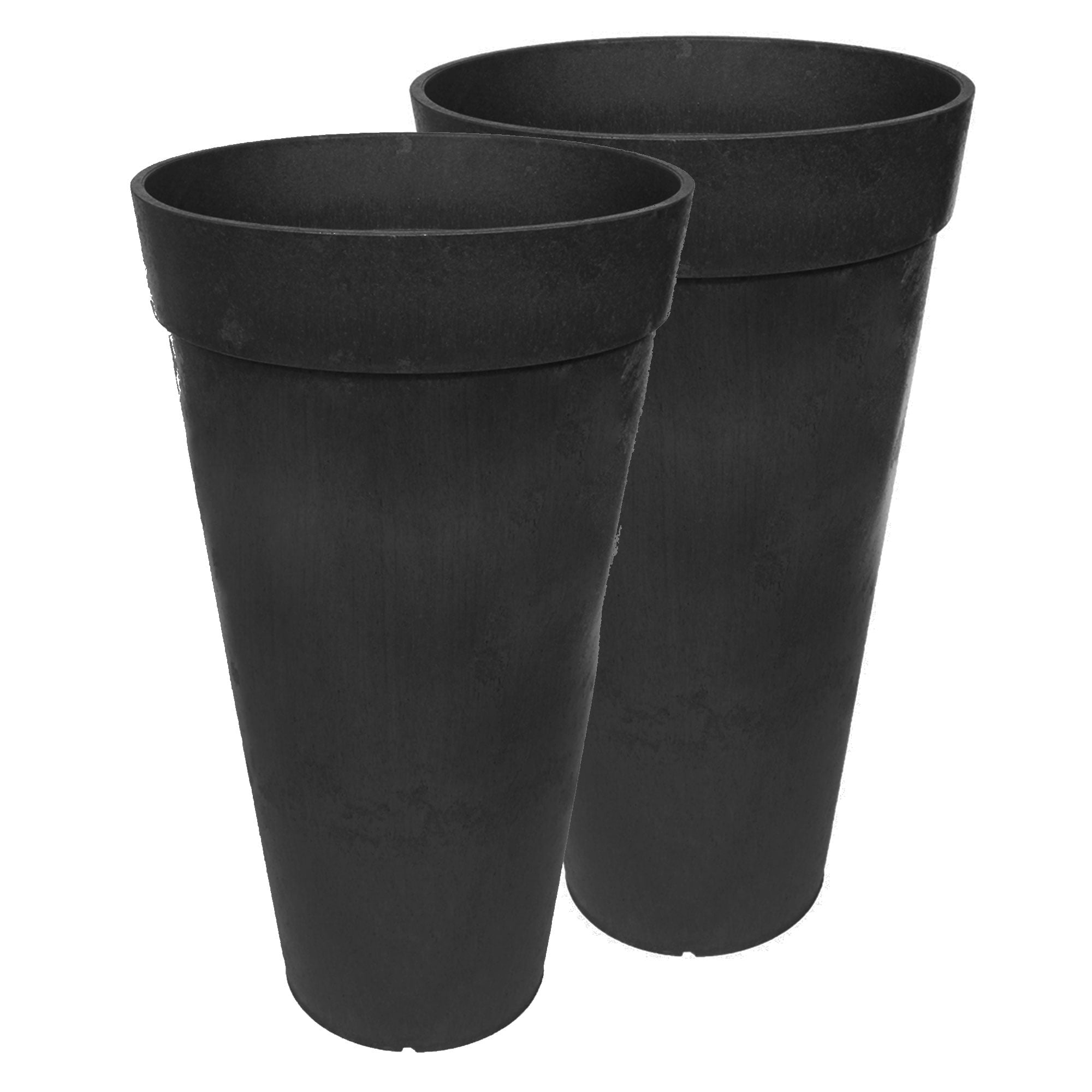 Tierra Verde 2 Pack Aria Self Watering Tall Planter, 12.5"W x 20"H, Black